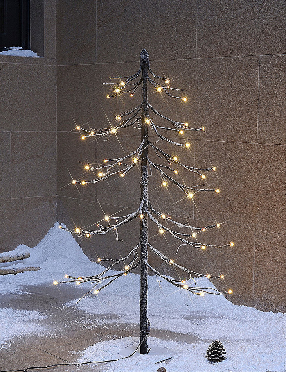 4ft Lighted Snow Fir Tree, 112 LED Lights, Warm White for Home/Festival/Party/Christmas-LIGHTSHARE