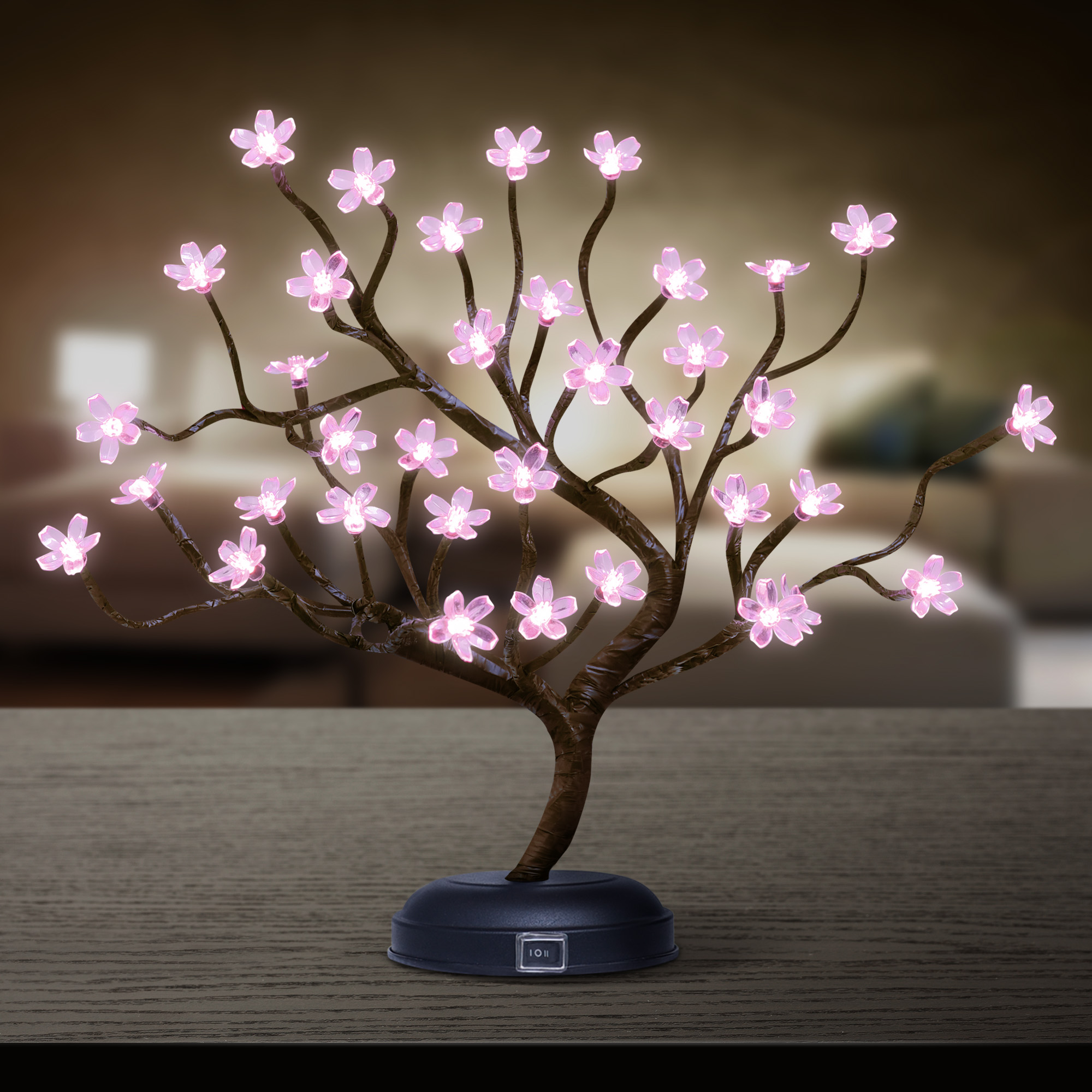 16IN Cherry Blossom Tree Lamp, Powered by Batteries & Adapter (included), Built-in timer