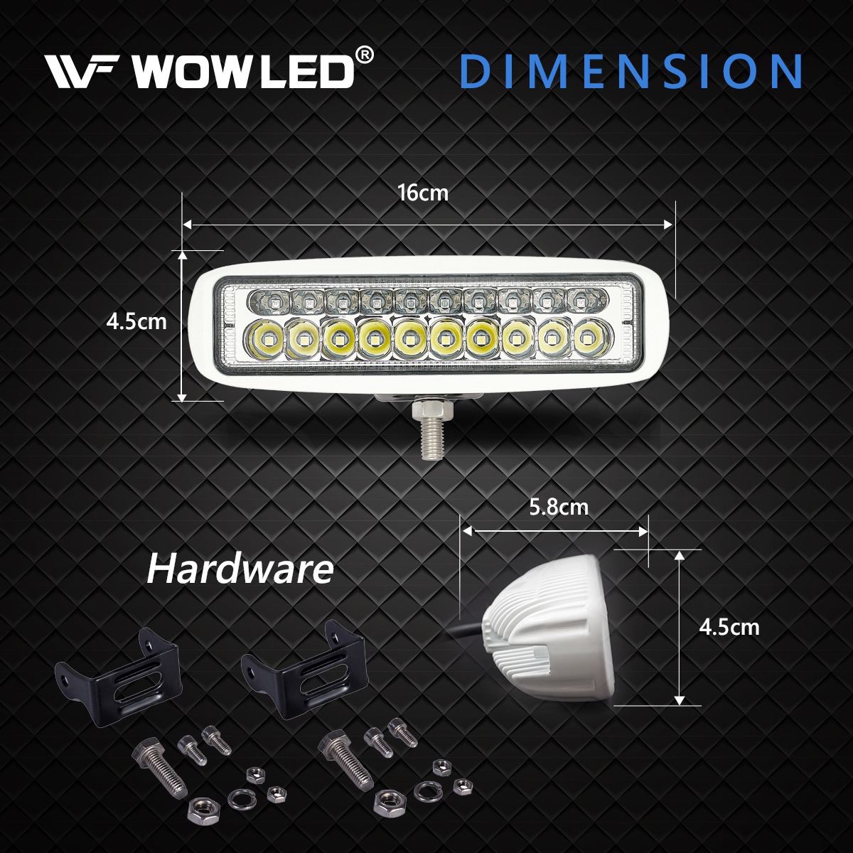 WOWLED LED Marine Boat Lights, 6.3Inch White & Blue Spreader 2 In 1 Deck Spot Light IP67 Waterproof Double Row T-Top Dock Fog Spotlights for Pontoon Boat Fishing Accessories Truck 12V 24V (2 Pack )