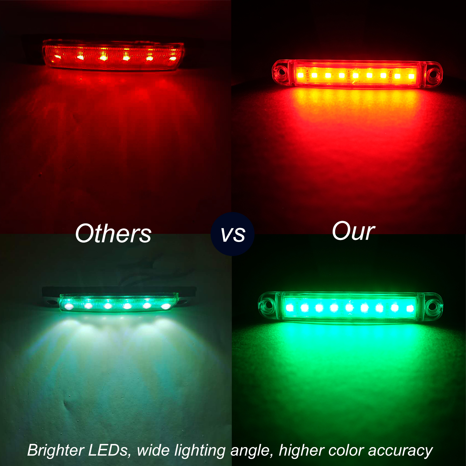 WOWLED 8Pcs Pcs Boat Navigation Lights, Stern Lights for Boats, Marine Led Strip Lights for Boat Lights Bow and Stern for For Yacht Fishing Pontoon Boat Sailboat Kayak Bass Boat Vessel(Red & Green) 