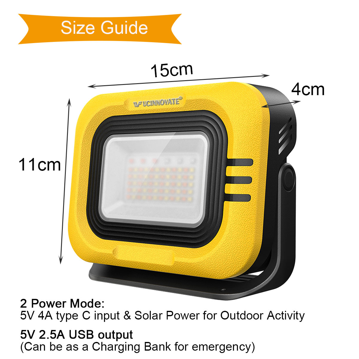 Portable USB & Solar Power Rechargeable LED Work Lights, Multi-Function Emergency Worklight Lamp White Light with Red & Blue Warning Light, 7500mA Power Bank Charger for Outdoor Camping Job Site