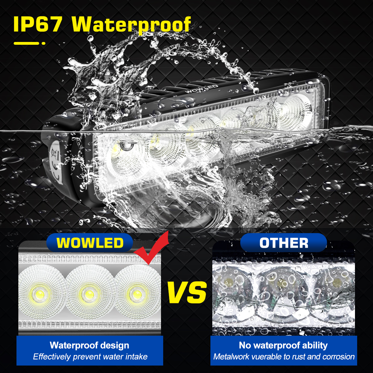 WOWLED 6 Inch LED Light Bar for 4x4, 2 Pack 18W LED Work Light 12V Flood Motorbike Work Lamp, LED Bar Lights Fog Lights for Off Road Driving, LED Reverse Lights for Trucks SUV ATV UTE 4WD