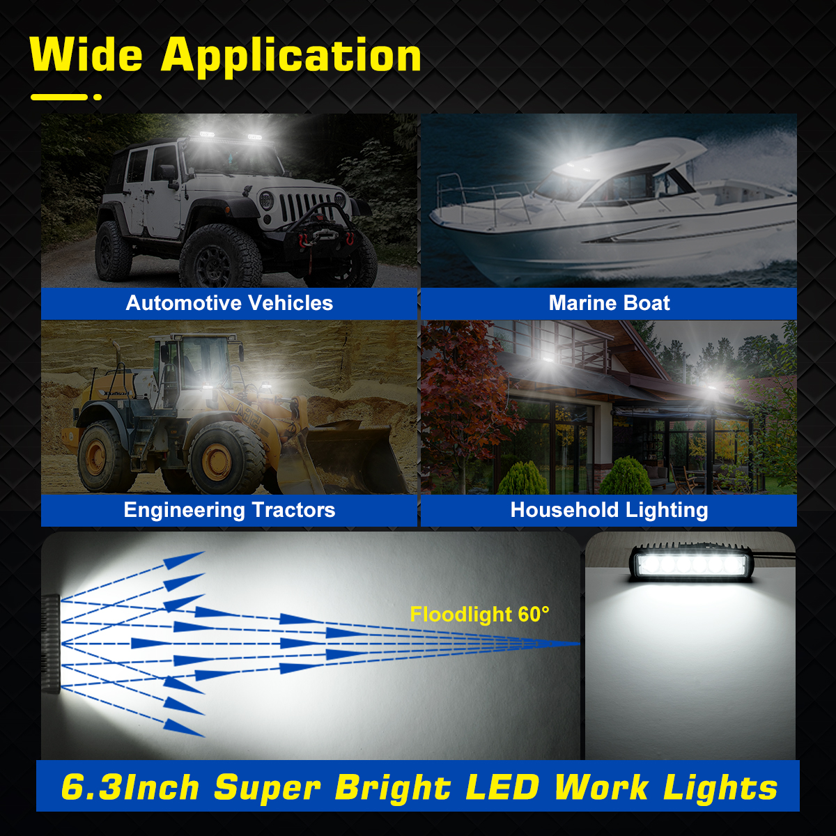 WOWLED 6 Inch LED Light Bar for 4x4, 2 Pack 18W LED Work Light 12V Flood Motorbike Work Lamp, LED Bar Lights Fog Lights for Off Road Driving, LED Reverse Lights for Trucks SUV ATV UTE 4WD