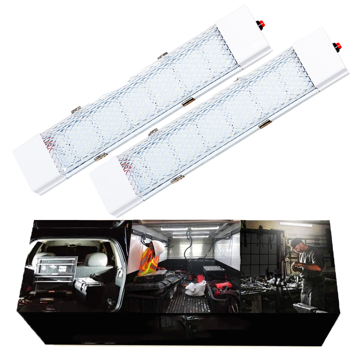 WOWLED 12V 72LED Interior Lights 2 Pack, 10W LED RV Ceiling Roof Light Bar Lamp with On/Off Switch, LED Interior Lighting Car Camper Van SUV ATV Boat Dome Lights