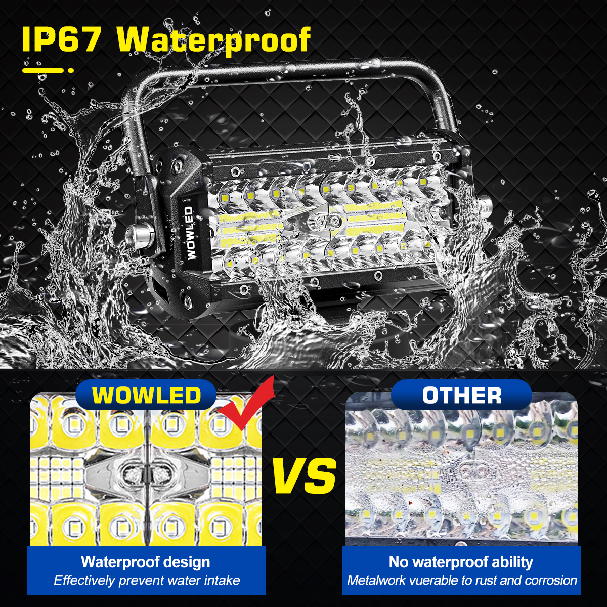 WOWLED Magnetic LED Work Light Bar, 7 Inch 120W LED Combo Beam Light Pod with Magnetic Base Mount, Portable LED Light Flood and Spot for Camping Car SUV Boat Bar Truck Driving Lamp Fog Lights