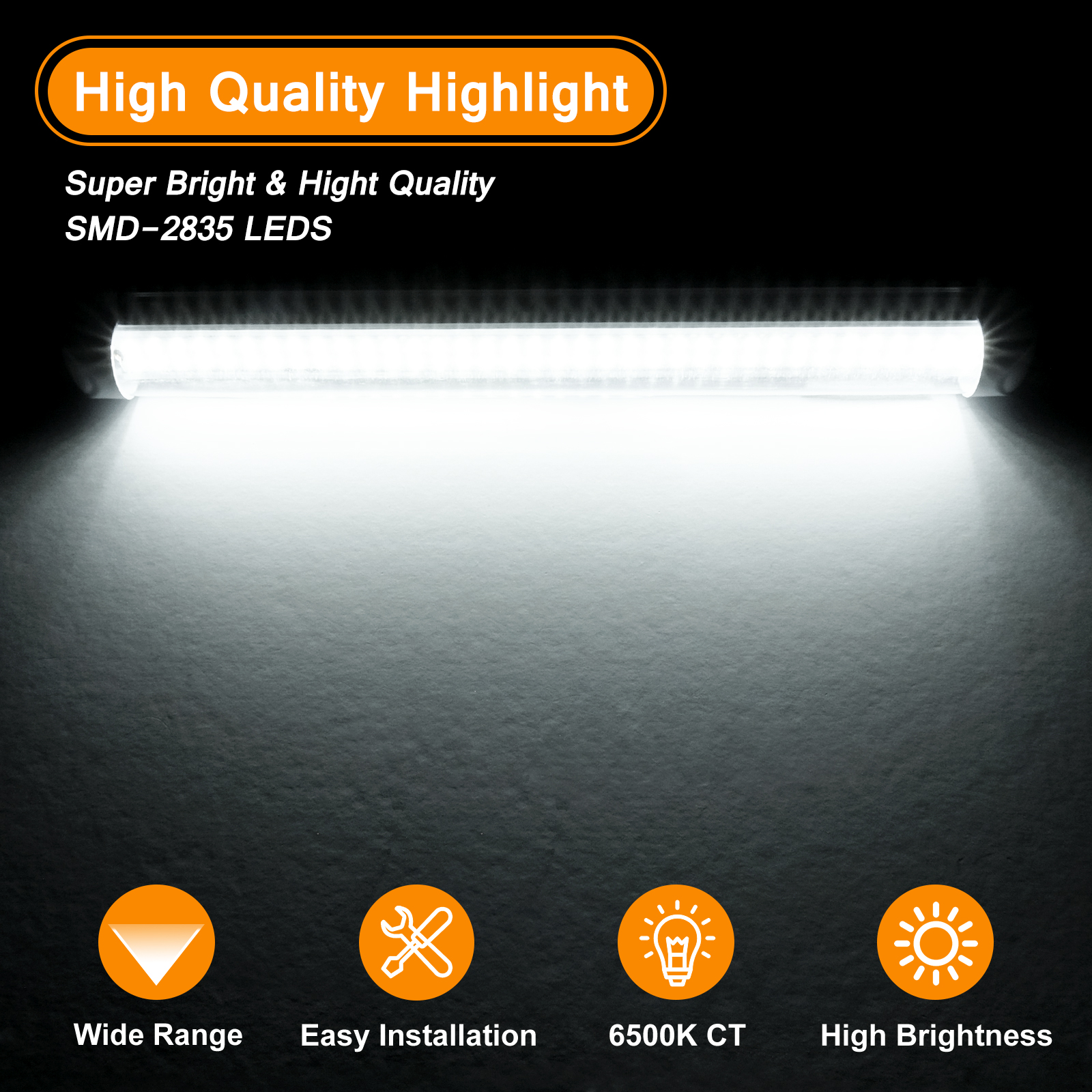 WOWLED 12V LED Interior Van Light Bar, 10W 72LEDs RV Ceiling Lights Strip Lamp with On/Off Switch, LED Interior Lighting for Car Camper Van Bus Caravan Boat Dome Light Motorhome Kitchen (4Pack)