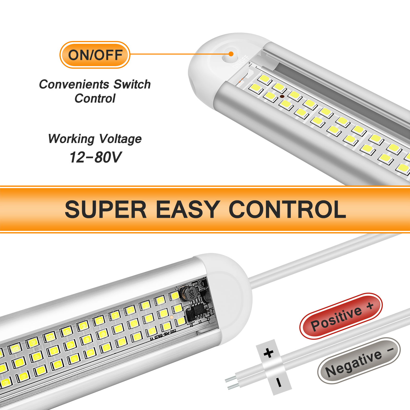 WOWLED 12V Interior LED Light Bar, 120 LED Interior Lighting, 12W LED RV Ceiling Lights Strip Lamp with ON/Off Switch for RV Camper Truck Van Boat Car Cargo Cabient Lights Fixture Motorhome (4Pack)
