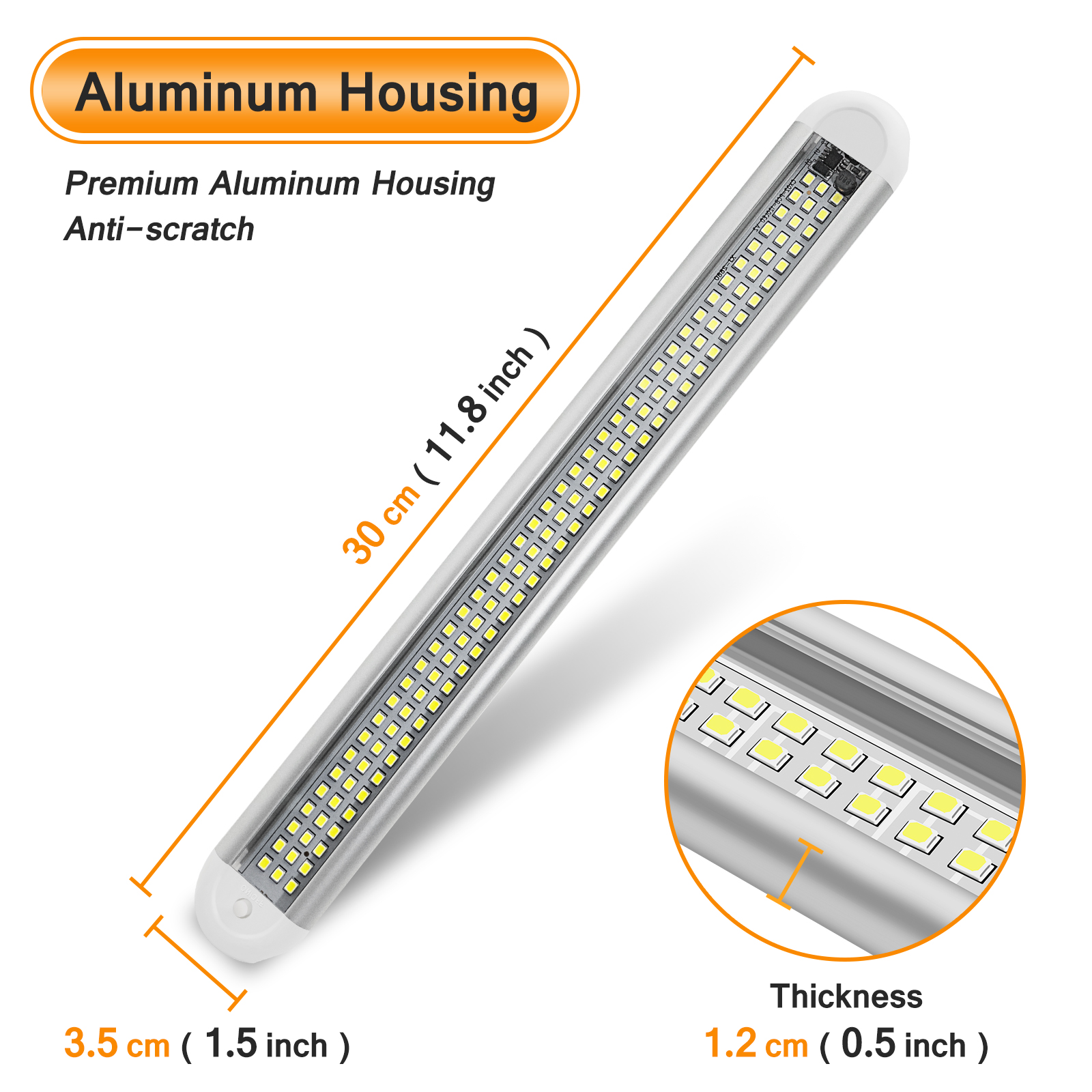 WOWLED 12V Interior LED Light Bar, 120 LED Interior Lighting, 12W LED RV Ceiling Lights Strip Lamp with ON/Off Switch for RV Camper Truck Van Boat Car Cargo Cabient Lights Fixture Motorhome (4Pack)