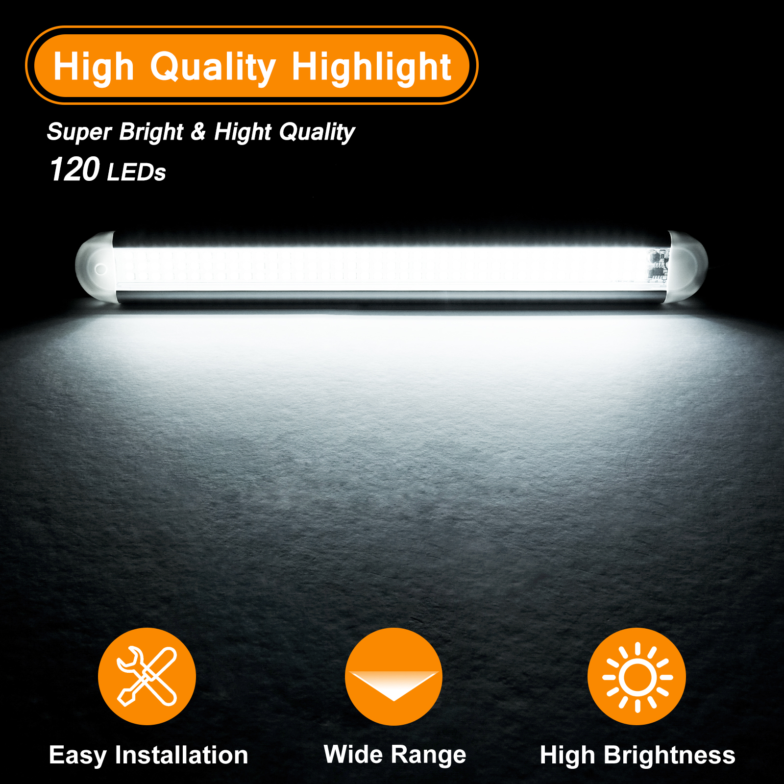 WOWLED 12V Interior LED Light Bar, 120 LED Interior Lighting, 12W LED RV Ceiling Lights Strip Lamp with ON/Off Switch for RV Camper Truck Van Boat Car Cargo Cabient Lights Fixture Motorhome (4Pack)