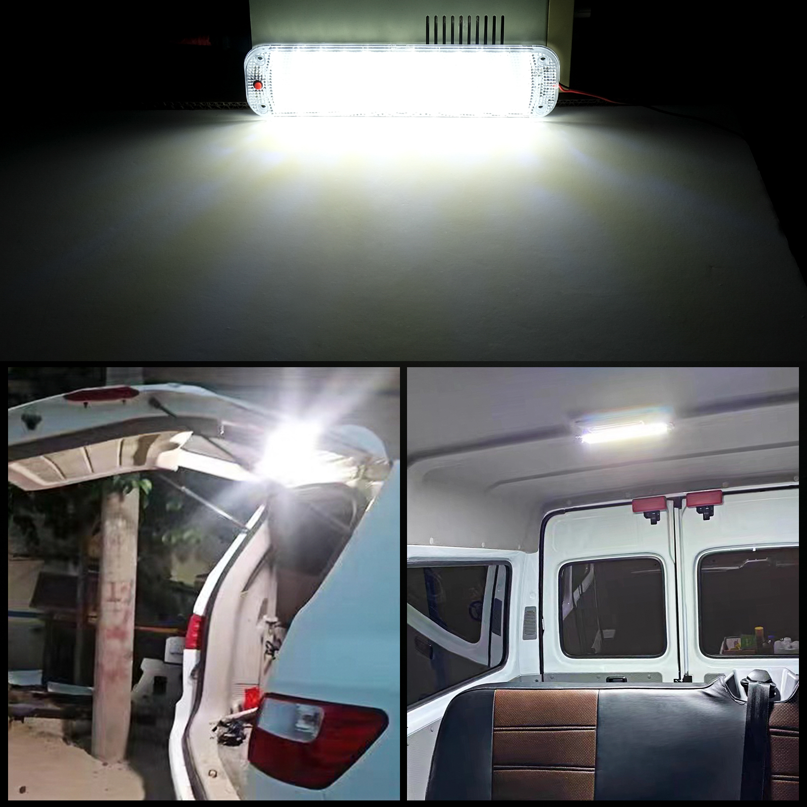 WOWLED 12V Interior LED Light Bar, Car LED Interior Lights for Van, Universal Strip Light with ON/OFF Switch, White Lamp for Van Car Auto Camper Bus Caravan Boat RV Kitchen Bathroom Cabinet (2 Pack)