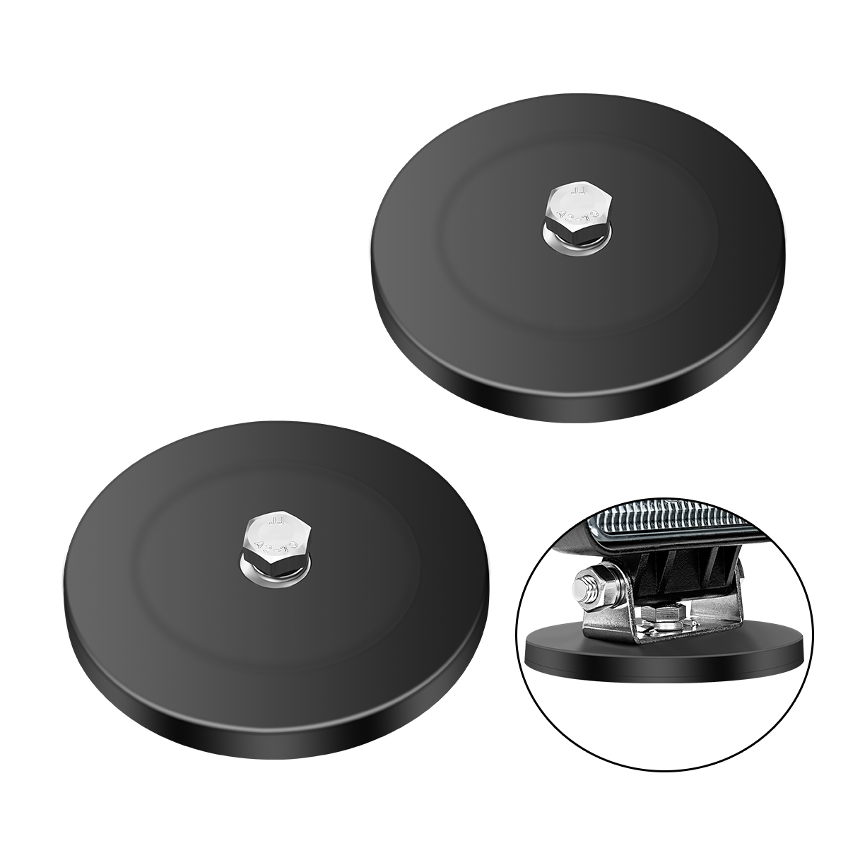 WOWLED 2 Pcs Magnetic Light Bar Mount, Magnetic Work Light Base, Powerful Magnet Mounting Brackets Holder with Rubber Pad for Off-road Driving Lamp, Curved LED Light Bar, Emergency Light