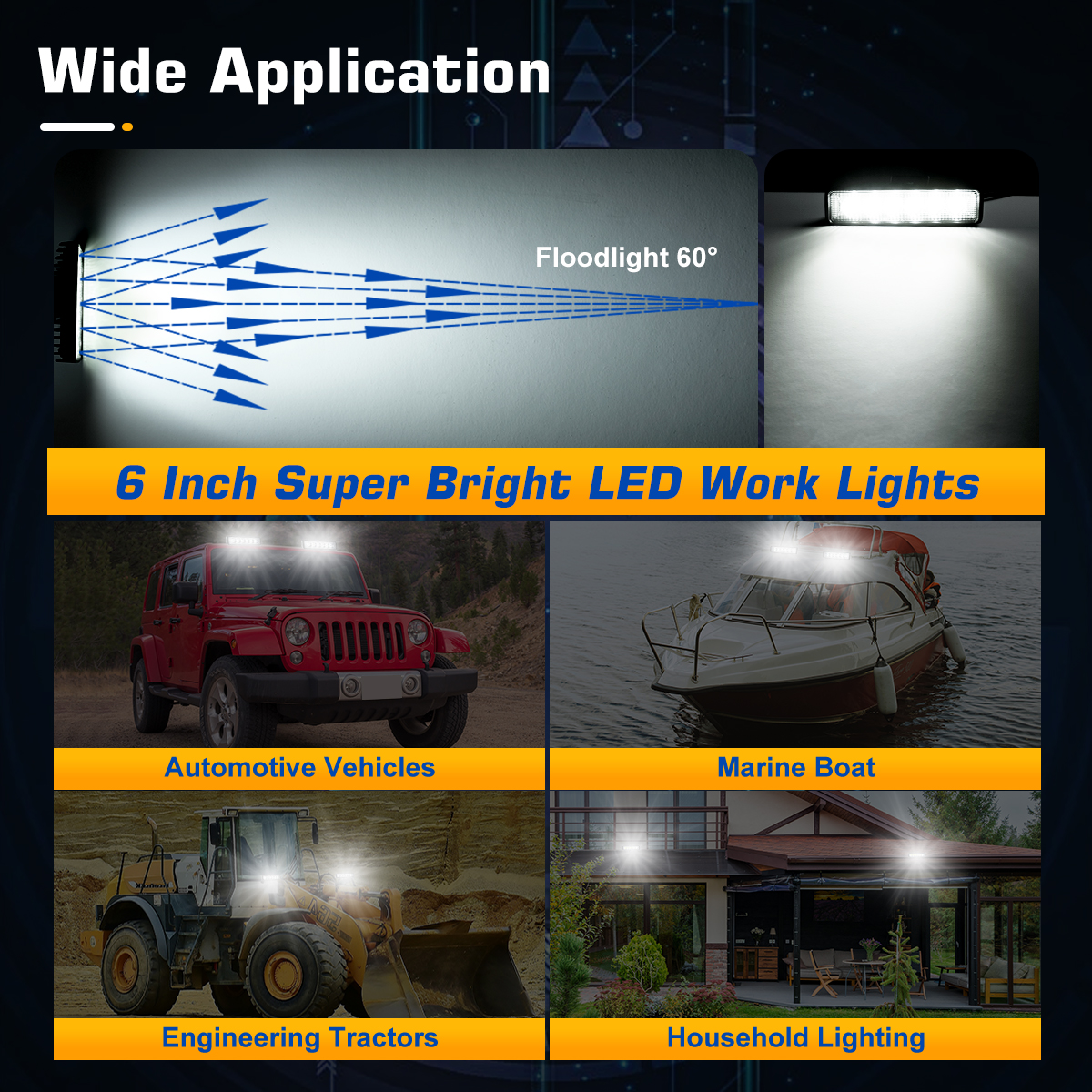 VVFLED 6 Inch Single Row Slim LED Light Bar 4x4, 2PCS 18W Flood LED Work Light Pods for tractor, 12V 24V LED Work Lights Off Road LED Light Driving Fog Lights for Boat SUV Car motorbike 4x4
