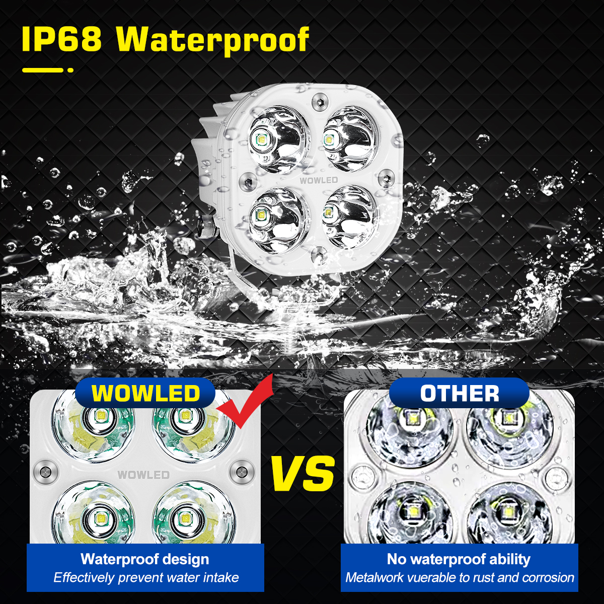 WOWLED 3" Cube White Spot LED Work Light, 2PCS Offroad LED Work Light Bar for Offroad Driving, 80W Cube Tractor Spot Light 4x4 12V LED Work Lights for SUV, Car Truck