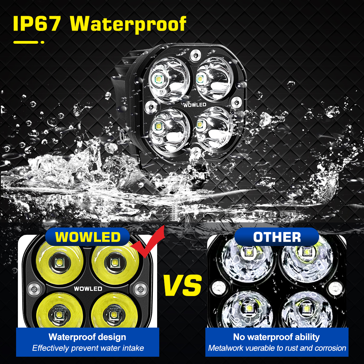 WOWLED Cubes Spot LED Pods Light, 2PCS 3Inch 80W Set Marine Spreader Driving Fog Lights for Truck, Off Road LED Pod Light 4X4 Waterproof LED ditch Lights for Tractor ATV SUV UTV Marine 12V 24V