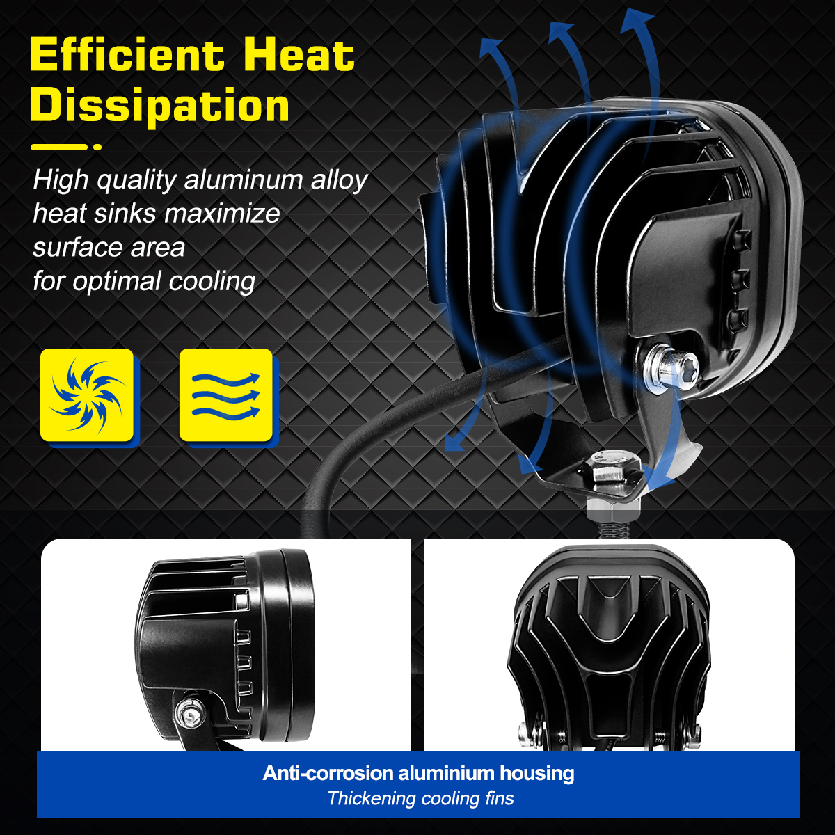 WOWLED 2Pcs Cube Amber led pods, 3.2 inch Spot Yellow Ditch lights for Off Road Driving Lights Pod Amber Fog Lights 4X4, Tractor Amber LED Lights Bar Lamp for Trucks SUV UTV ATV Marine Boat 12V 24V