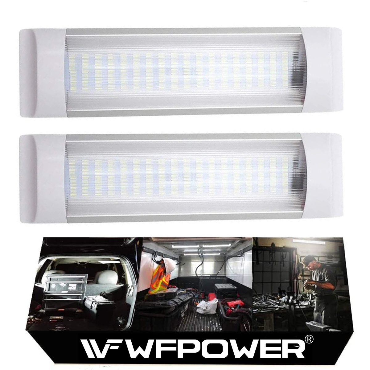 WOWLED 12V 72LED Interior Lights 2Pack, 4W LED RV Ceiling Roof Lights Bar Lamp with On/Off Switch, LED Interior Lighting for Car Camper Van Bus Caravan Boat Dome Light Motorhome Kitchen