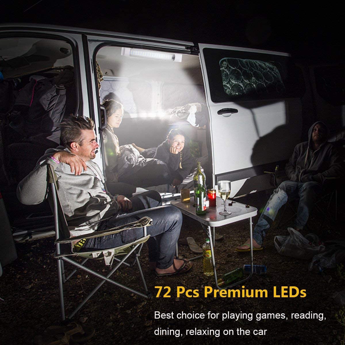 WOWLED 12V 72LED Interior Lights 2Pack, 4W LED RV Ceiling Roof Lights Bar Lamp with On/Off Switch, LED Interior Lighting for Car Camper Van Bus Caravan Boat Dome Light Motorhome Kitchen