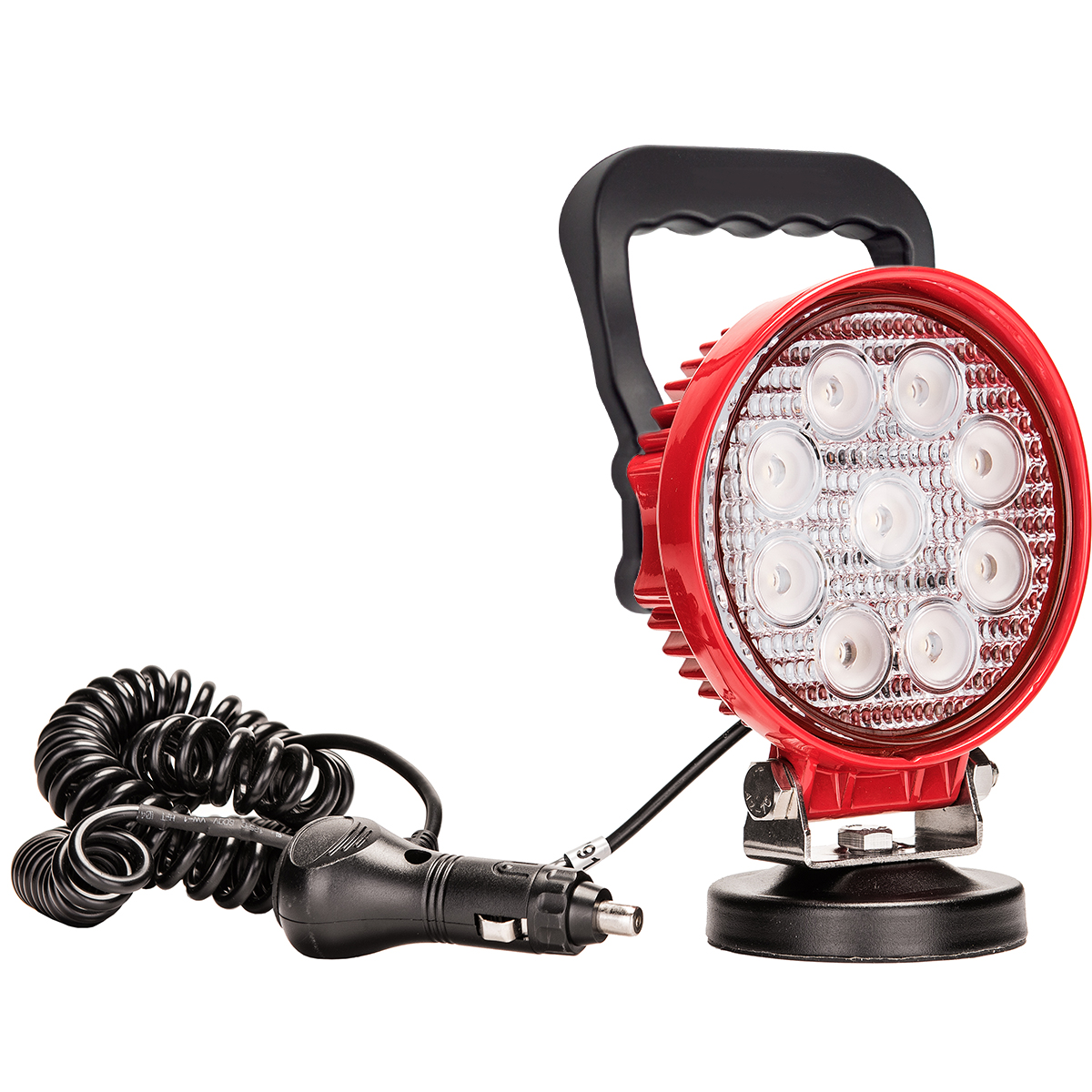 WOWLED 12V 24V 27W Red Round Magnetic Base LED Work Light Floodlight Offroad Driving Work Lamp Bar Flood Beam FogLight for Car Truck Boat 4X4 Camping Light Lamp