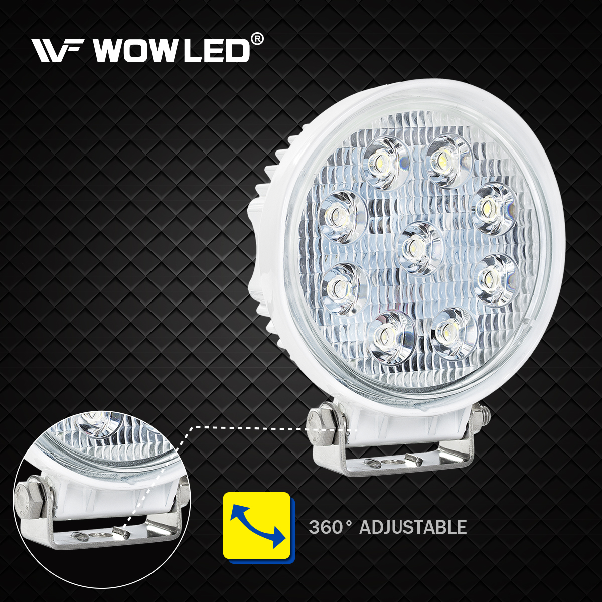 WOWLED Boat Light 2 Pack, LED Marine Spotlights Waterproof, Deck Dock Flood Light Work Light for Boat Accessories Pontoon Fishing Truck SUV Off-road 12V Round White