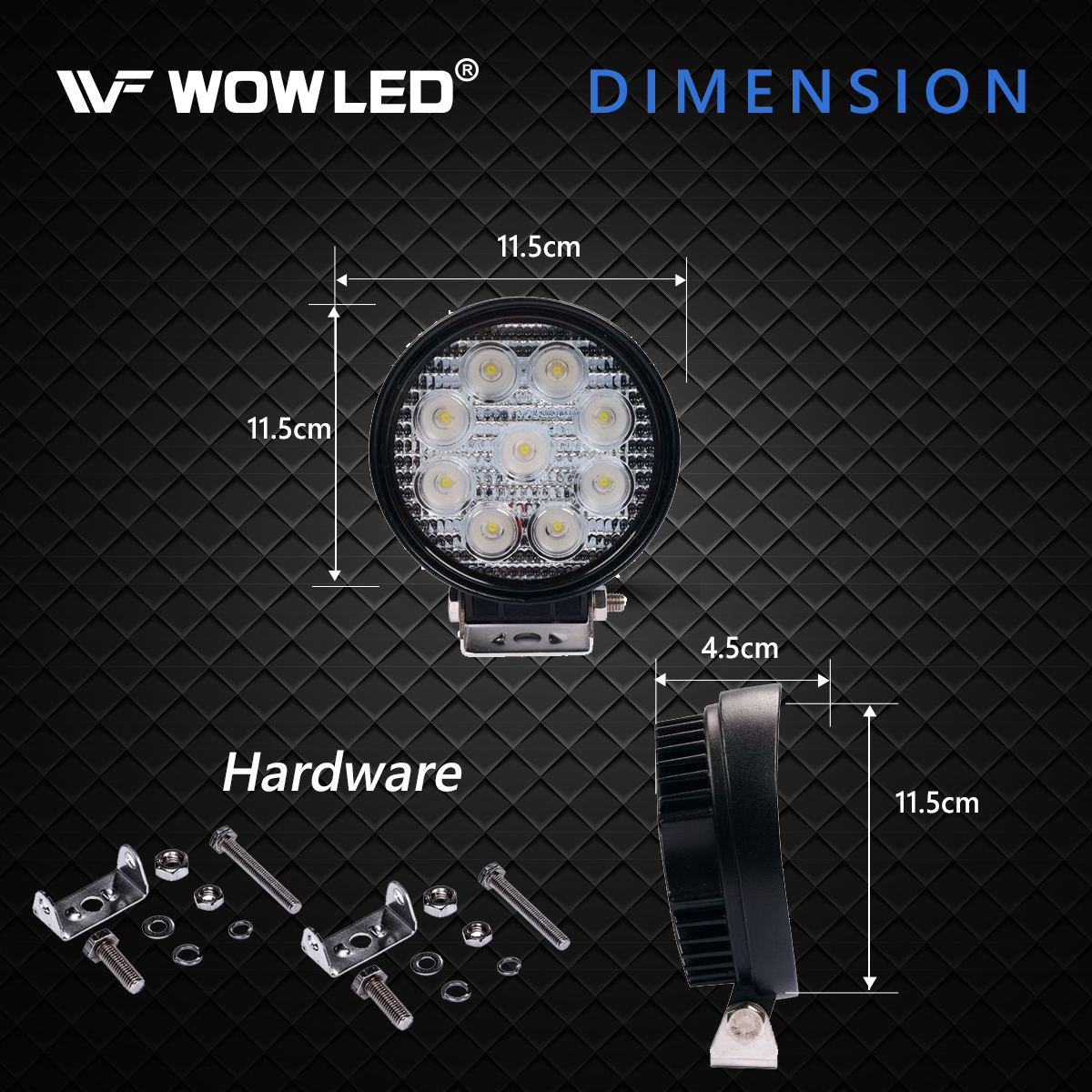 WOWLED 27W LED Work Light, 2PCS LED Work Light Flood Beam Driving Lamp Truck Offroad SUV ATV UTE 4WD 4x4 Camping Light