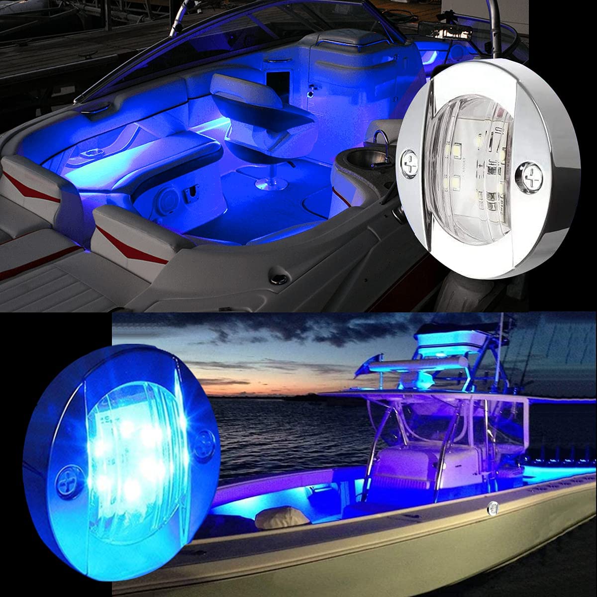  UCINNOVATE 8Pcs Marine Boat LED Lights, Boat Stern Light, Courtesy Lights, Boat Interior Lights, Boat Transom Light for Yacht, Fishing, Pontoon Boat, Sailboat, Kayak, 12V Waterproof (Blue) 