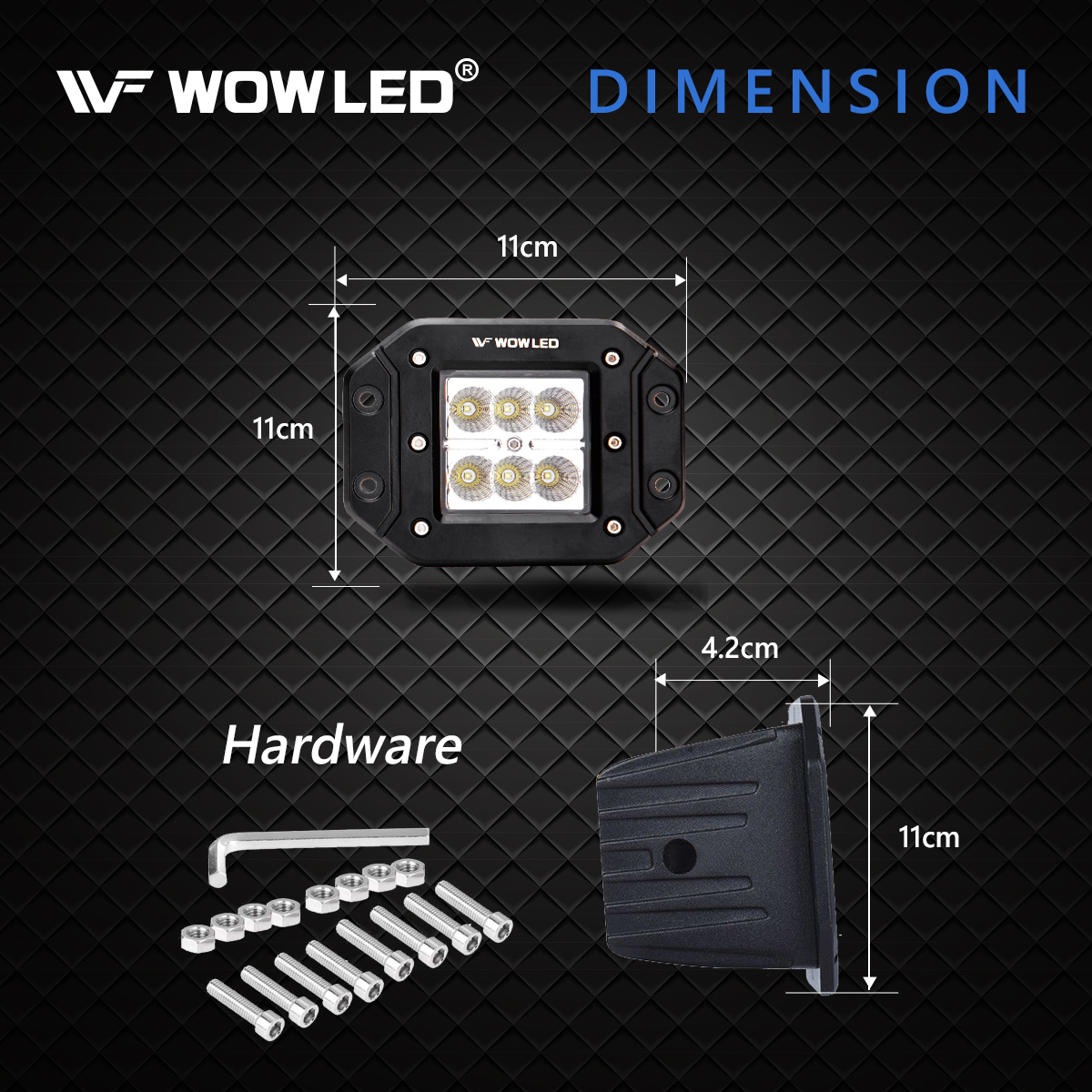 WOWLED Flush Mount LED Work Light Pods, 2 Pcs 5" 18W LED Driving Work Lights Flush Mount Design LED Light Bar Super Bright Backup Off Road Fog Lights for Car Truck SUV Boat Camping Light 4X4 12V