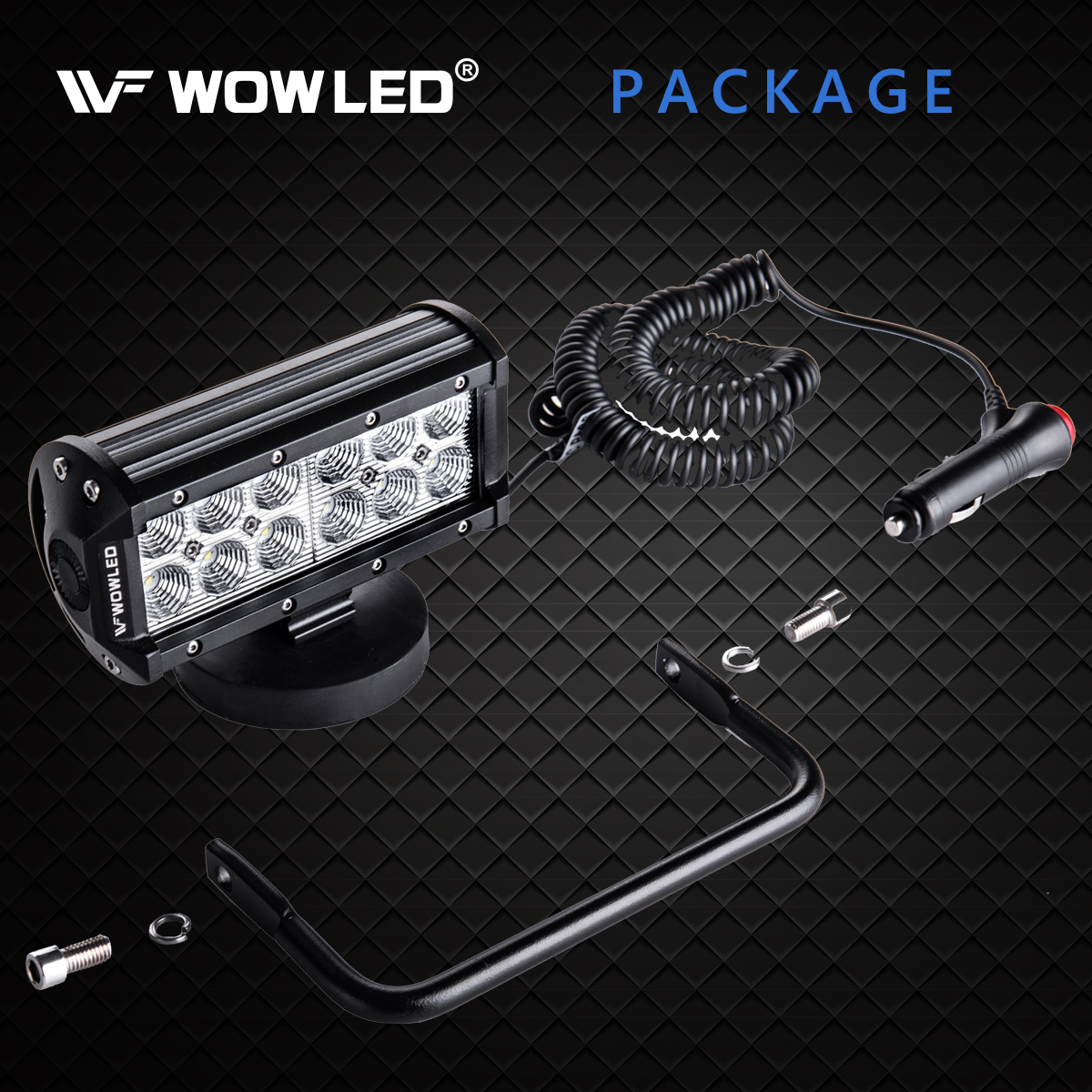 WOWLED Portable 36W Floodlight Magnetic Base LED Light Bar Offroad Driving Work Lamp Bar Flood Beam for Truck Car Boat Bar 4X4 Camp Light Lamp 12V 24V Fog Light Bar