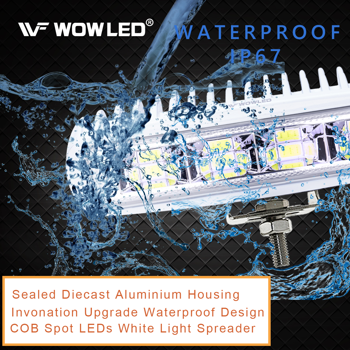 WOWLED LED Spreader Lights for Boat, 6.3inch 2 Pack 72W Waterproof T-Top Boat Spreader Light Deck Dock Marine Spreader Flood Lights, COB Spotlight 12V White Marine LED Light for Boat Pontoon Fishing