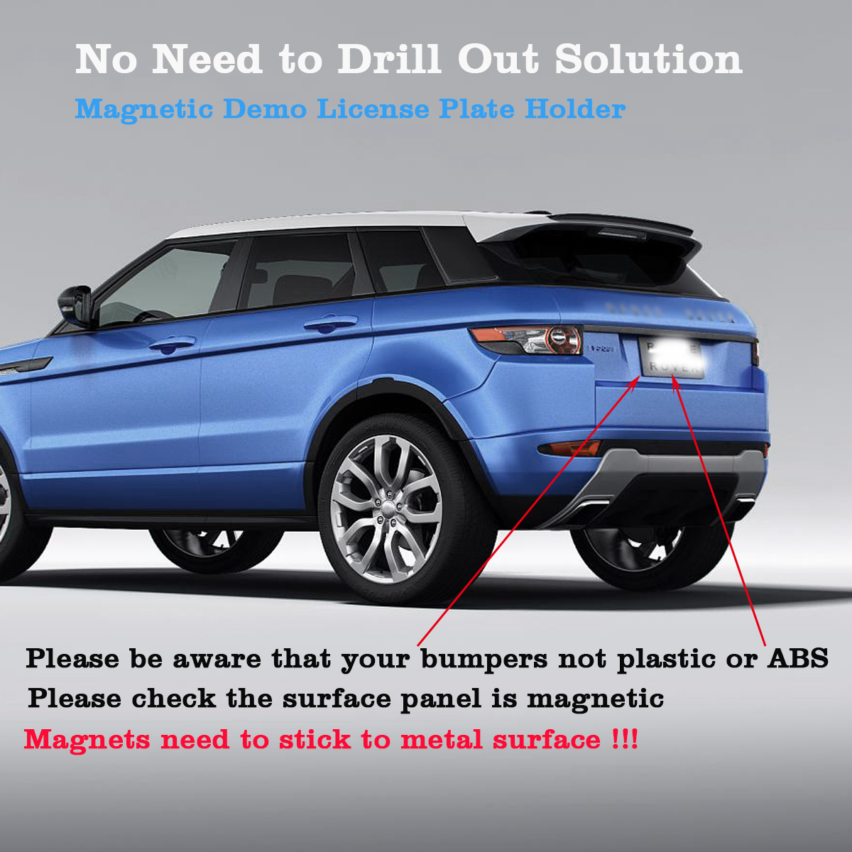 WOWLED 2 Pack Premium Rubber Coated Magnetic License Plate Holder, Magnet Tag, Demo Tag Test Drive, Car Dealer Magnet Bar License Plate Frame with Screws No Scratch for Car Truck (Black)