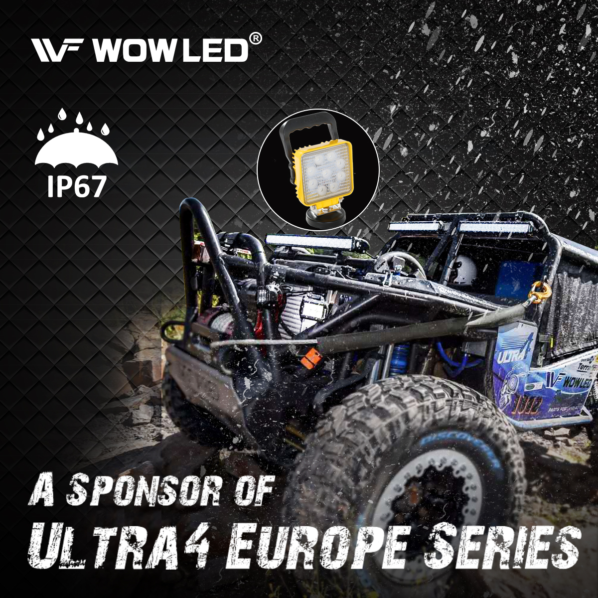 Magnetic Light Bar with Base, Cigarette Lighter Powered, LED Work Light, 27W Portable Flood Beam Lamp for Truck Tractor Trailer SUV Off-Road Boat Garage Maintenance Camping Travel (Square Yellow)