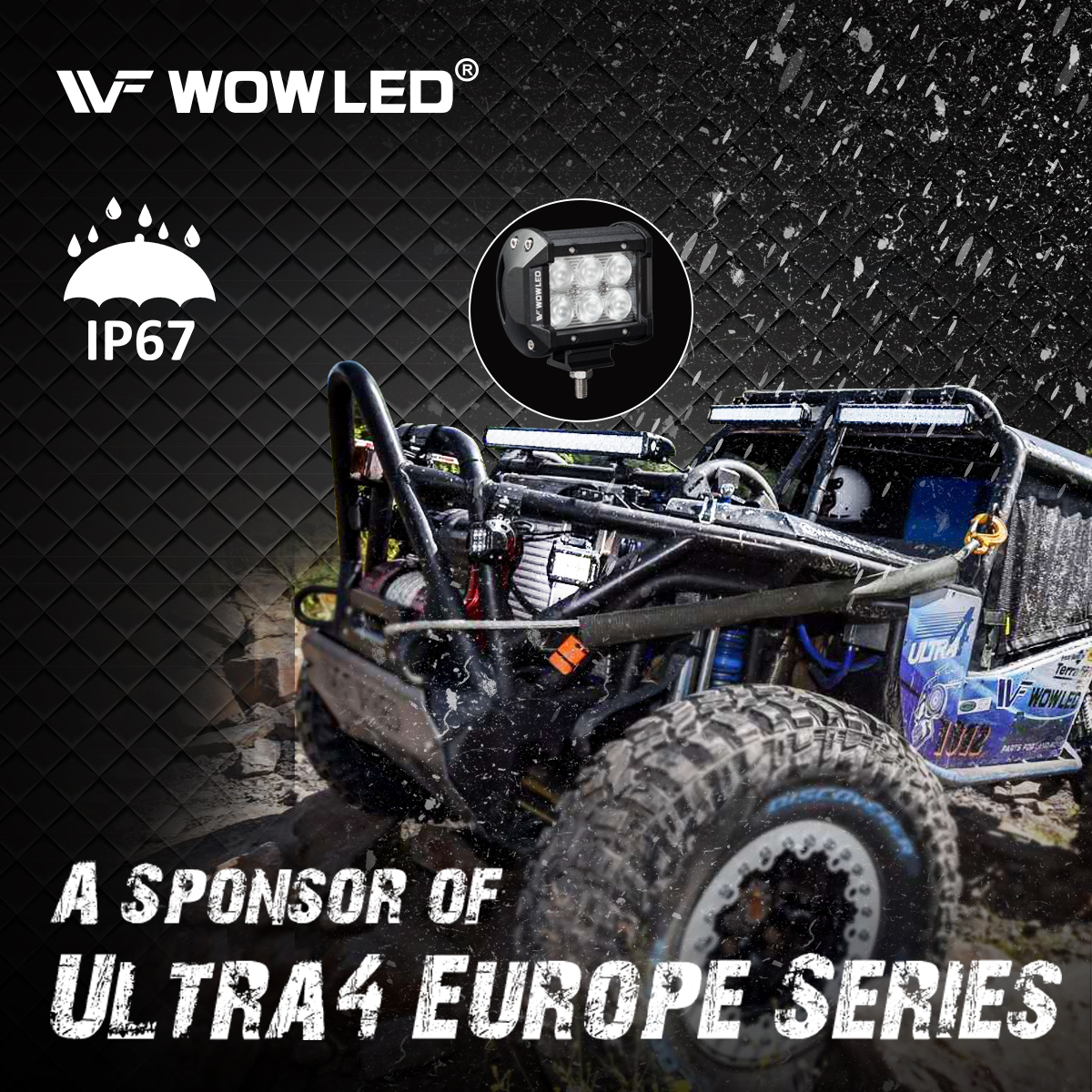 WOWLED 2 Pcs 4Inch 18W Floodlight LED Work Light Bar Fog Lamp Driving Offroad Flood Light Bar for Car Tractor Trucks SUV ATV Boat Camp 4x4 LED Flood Work Lamp Fog Lights IP67 10-30V DC