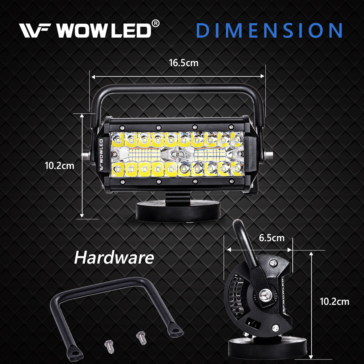 WOWLED Magnetic LED Work Light Bar, 48W LED Combo Beam Light Pod with Magnetic Base Mount, Portable LED Light Flood and Spot for Camping Car SUV Boat Bar Truck Driving Lamp Fog Lights