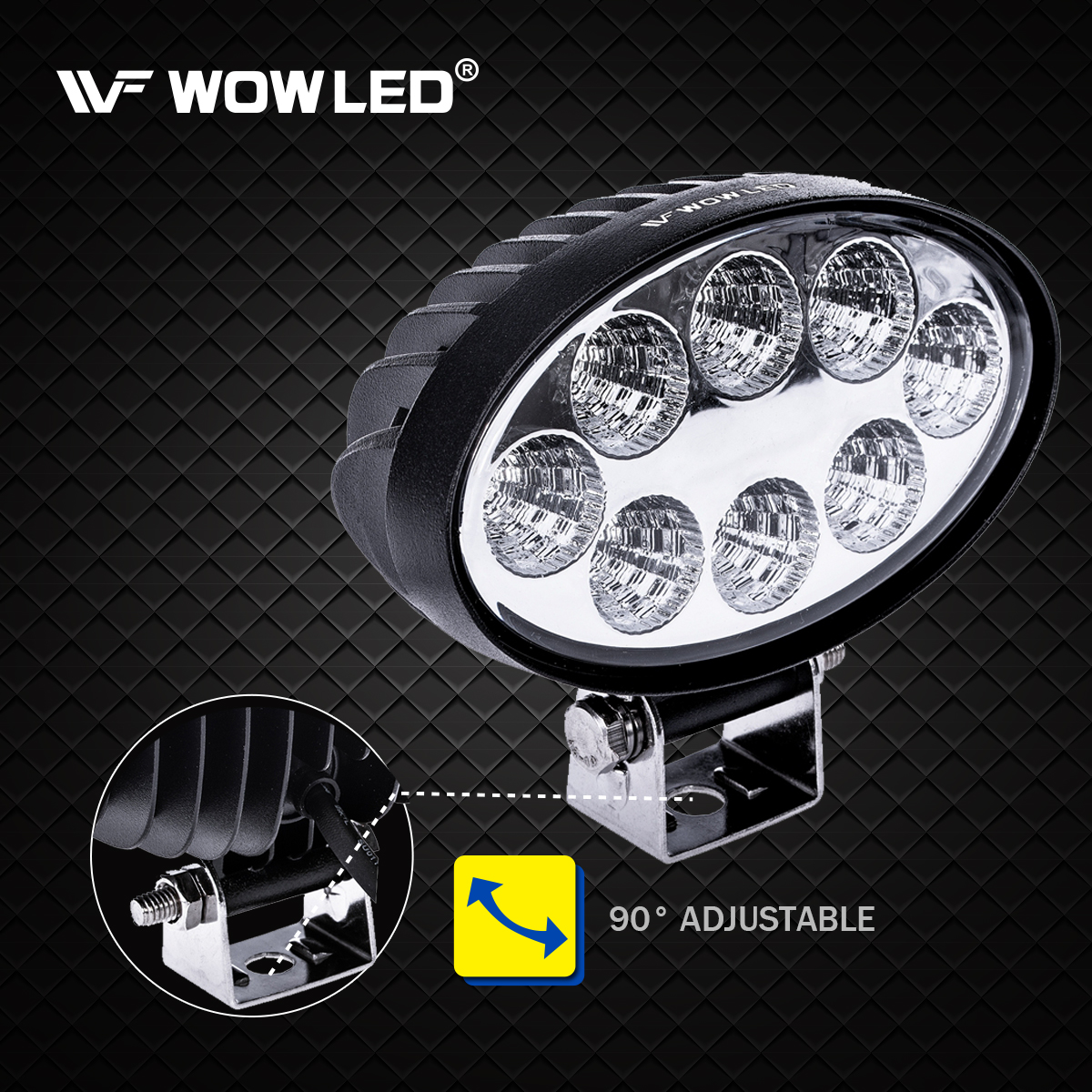 WOWLED Oval Shape LED Work Light, 24W 8LED Work Light Oval Flood Driving Lamp Offroad Light Bar for Tractor Camping Light SUV ATV Truck 4X4 12V 24V