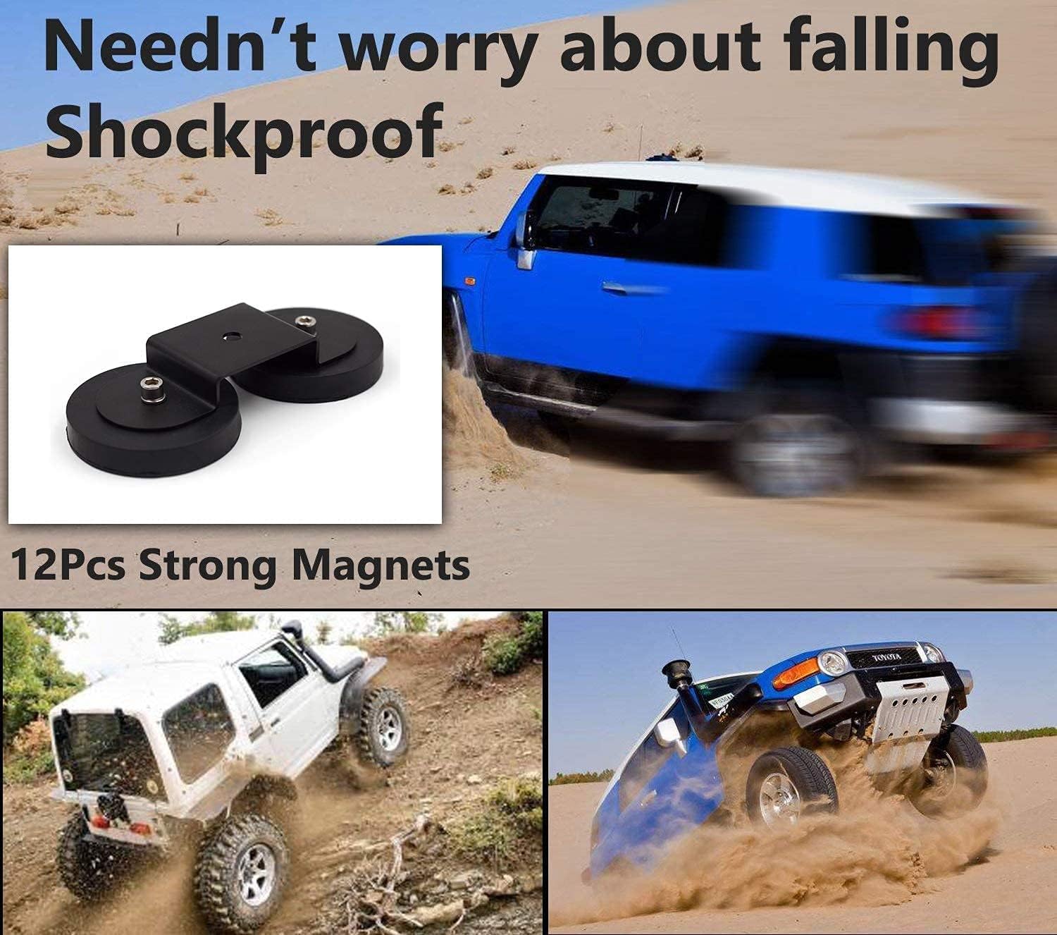 WOWLED Powerful Magnetic Base Mount Bracket, 2 Pack Light Bar Work Light Magnets Mounting Bracket for LED Fog Light Offroad Driving Emergency Lights Car Truck 4WD