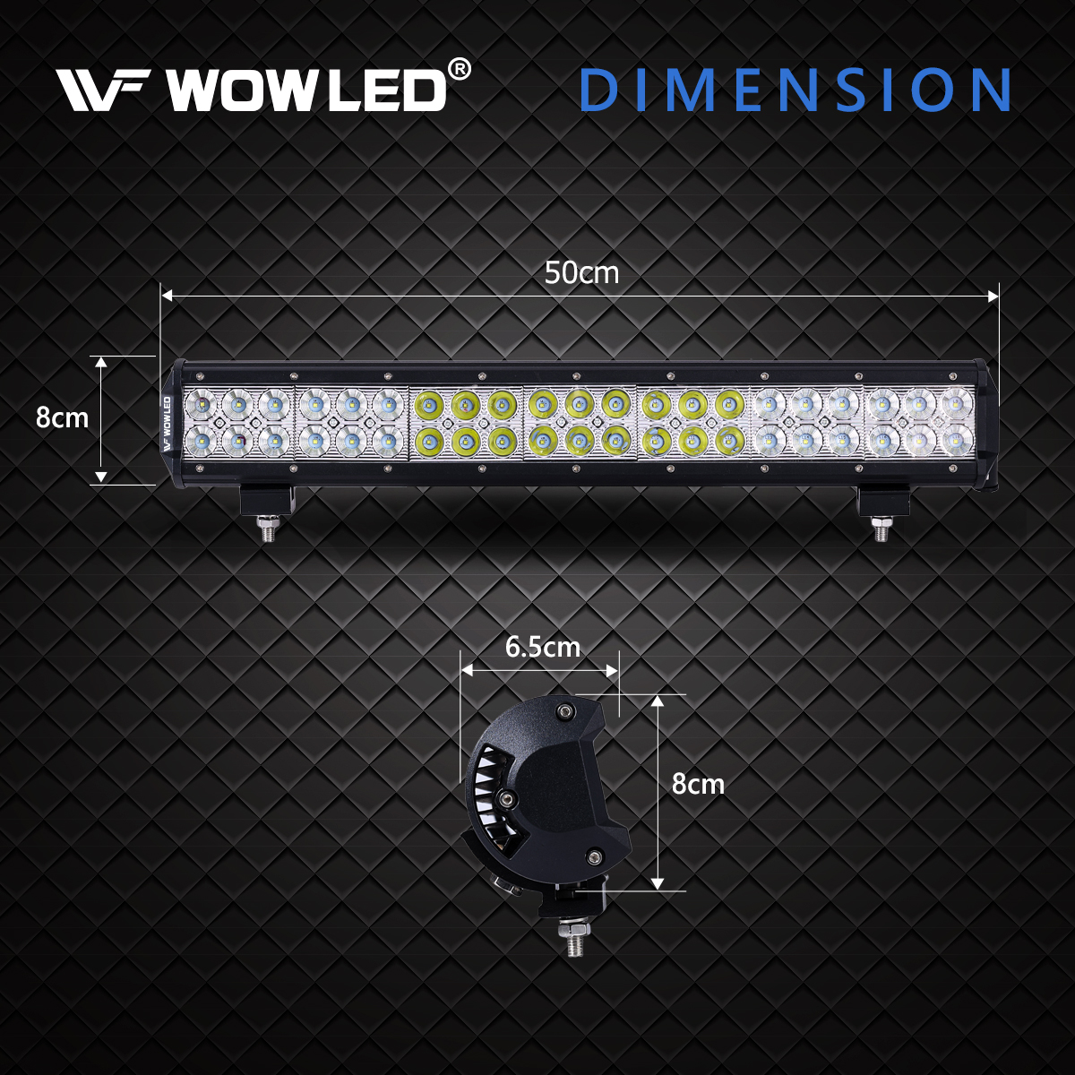 WOWLED Driving LED Light Bar, 12V 24V 20 Inch 126W Fog Light LED Spot and Flood Combo Beam Lightbars, Car Offroad Driving Waterproof Work Bar Lamp for SUV Truck 4WD ATV 4x4