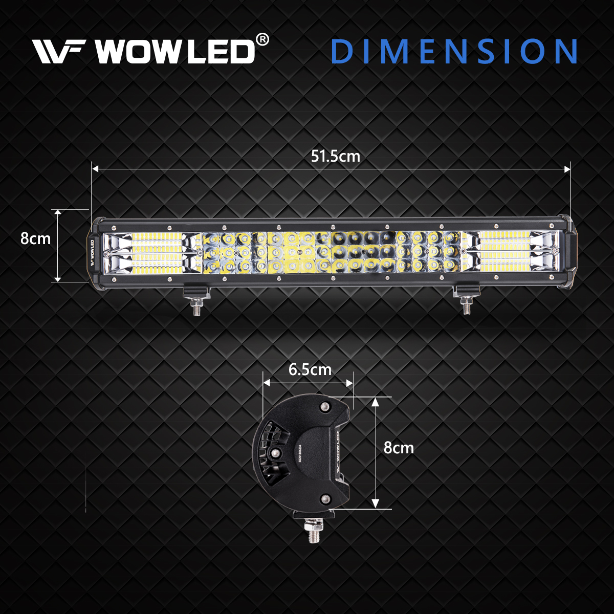WOWLED 20 Inch LED Light Bar, Super Bright 5D 144W Spot & Flood Combo Beam LED Work Light Bar, Waterproof Offroad Bar Lamp Fog lights for Truck SUV Car Camp Boat 4x4