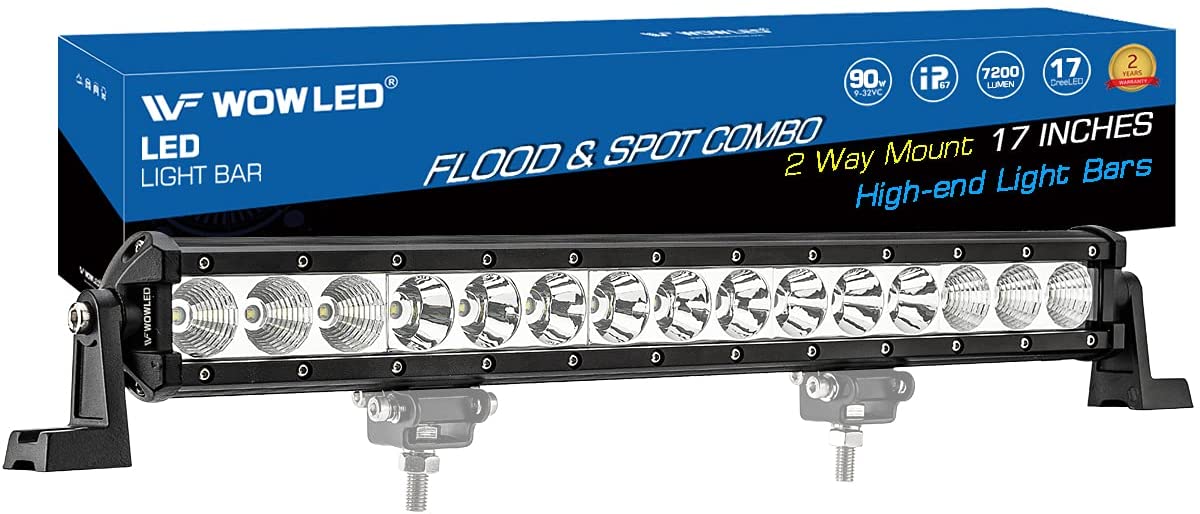 WOWLED - 12V LED Work Roof Lights Bar Flood Spot Beam Driving Lamp