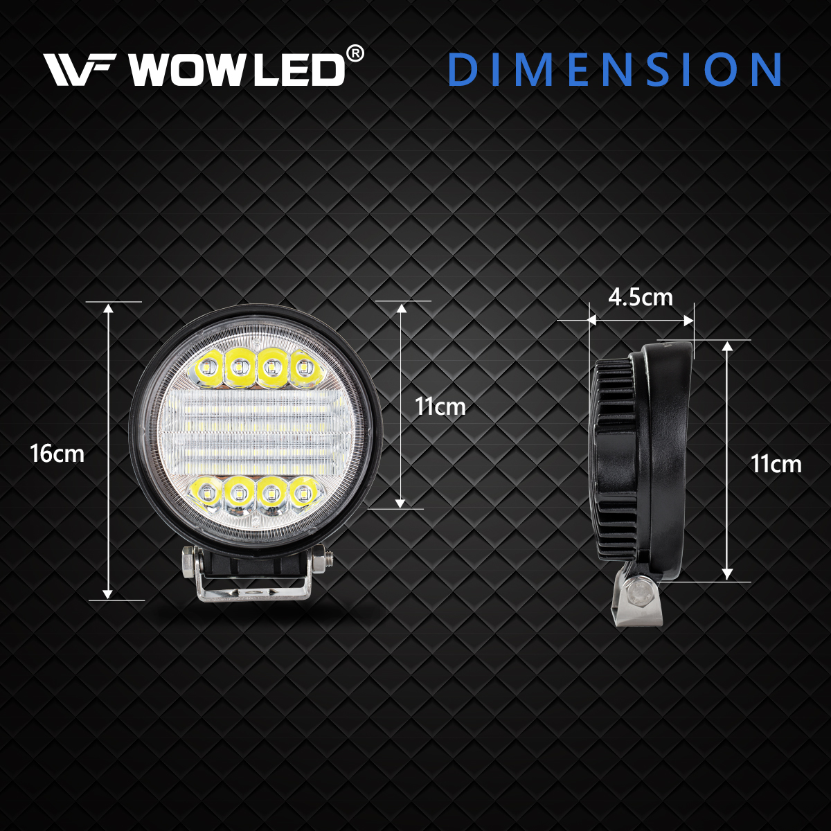 WOWLED LED Work Light, 2PCS 5" 72W Round LED Light Pods Spot Flood Combo Lights 6D Offroad Driving Work Fog Lights IP67 for Trucks Car 4x4 Camp Light
