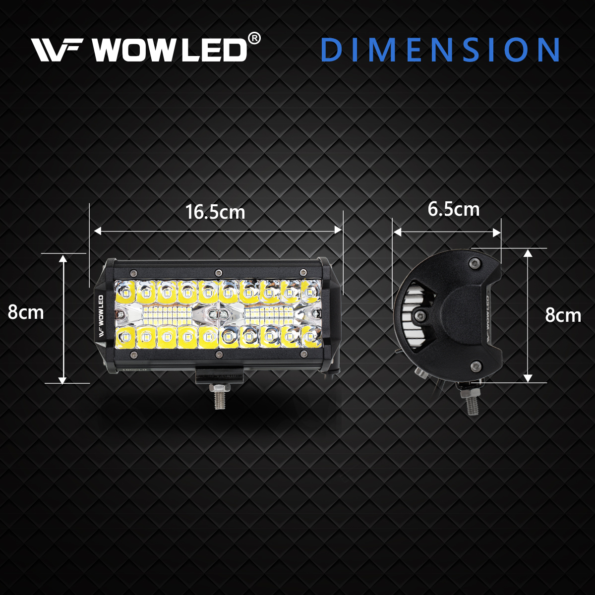 WOWLED 2 Pack 7" LED Light Bar, 12V 12000LM Offroad Driving Lights Work Bar Lamp IP67 Waterproof Combo Beam LED Lights for Car Boat Camp Light Truck 4x4