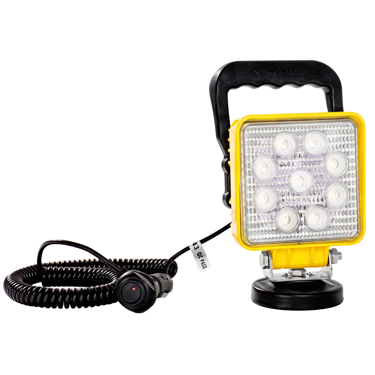 Magnetic Light Bar with Base, Cigarette Lighter Powered, LED Work Light, 27W Portable Flood Beam Lamp for Truck Tractor Trailer SUV Off-Road Boat Garage Maintenance Camping Travel (Square Yellow)