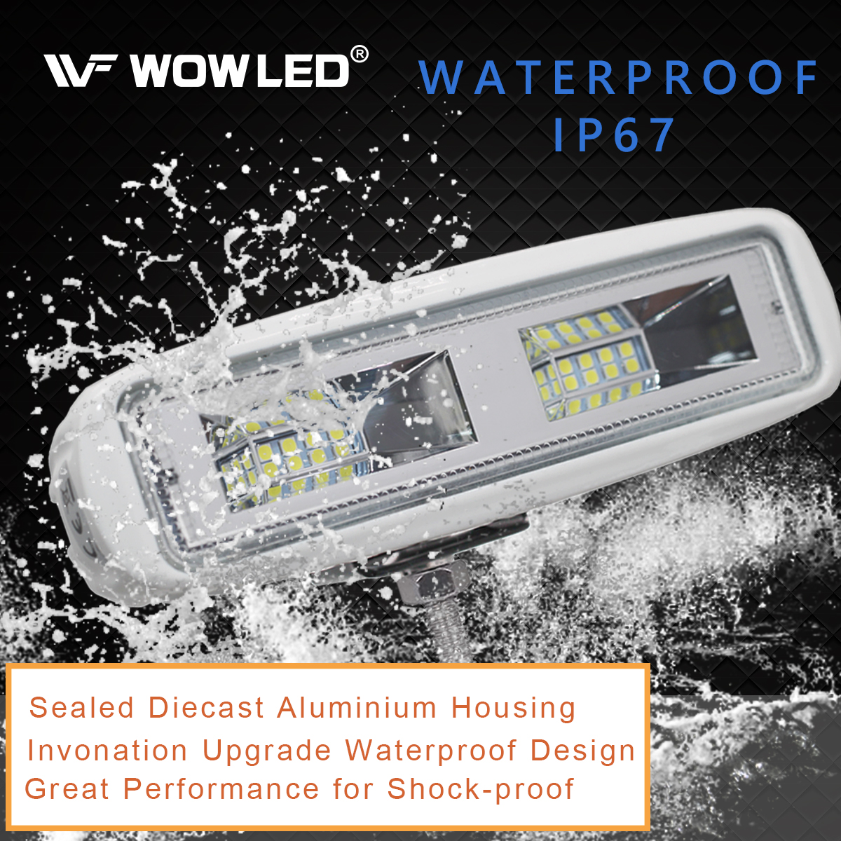 WOWLED Marine Boat Lights, 2Pcs Superbright Innovative 48W LED Waterproof Spotlights Deck Dock Spreader Lights, 6 Inch Flood Light Bar for Boat Accessories Fishing 12V 24V