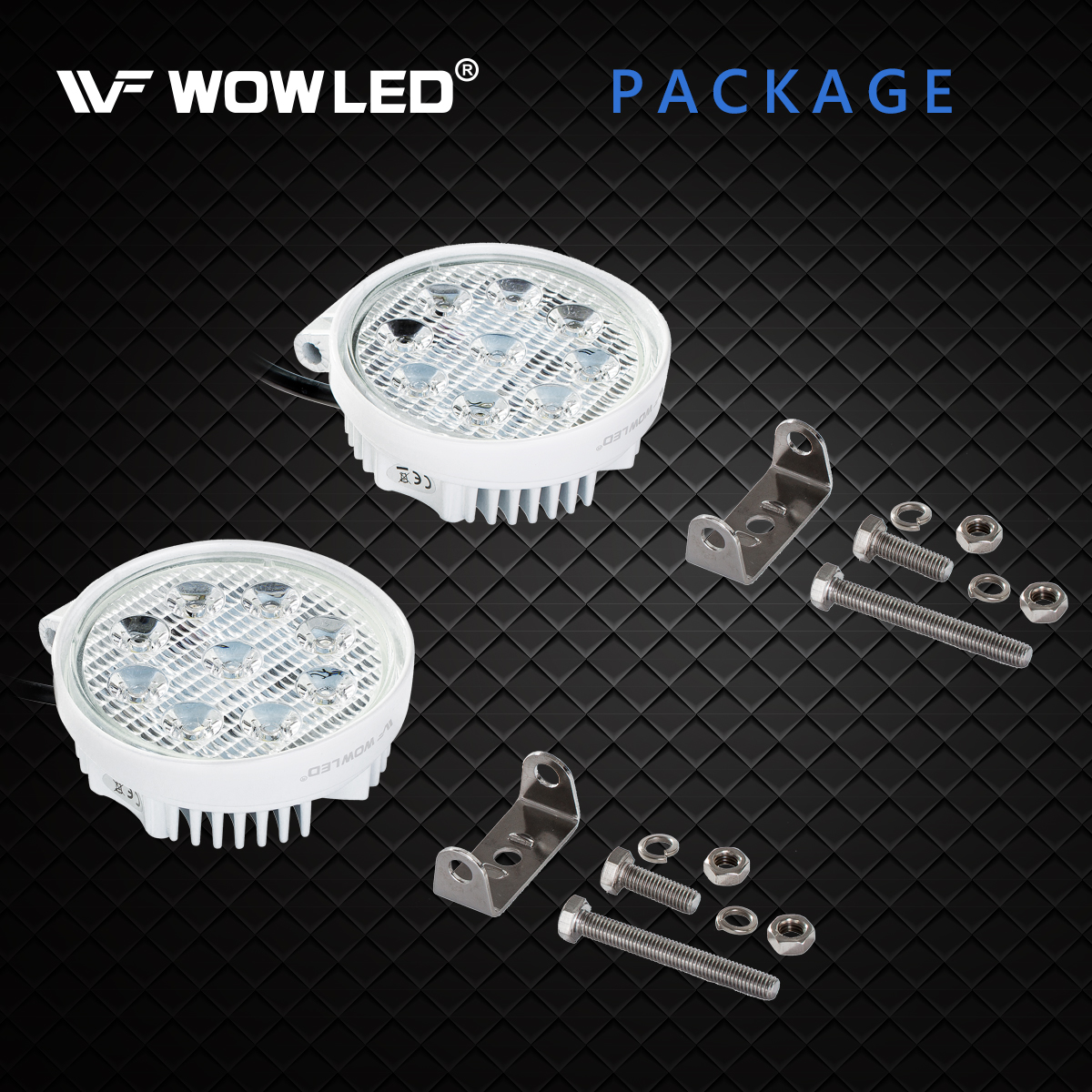WOWLED Boat Light 2 Pack, LED Marine Spotlights Waterproof, Deck Dock Flood Light Work Light for Boat Accessories Pontoon Fishing Truck SUV Off-road 12V Round White