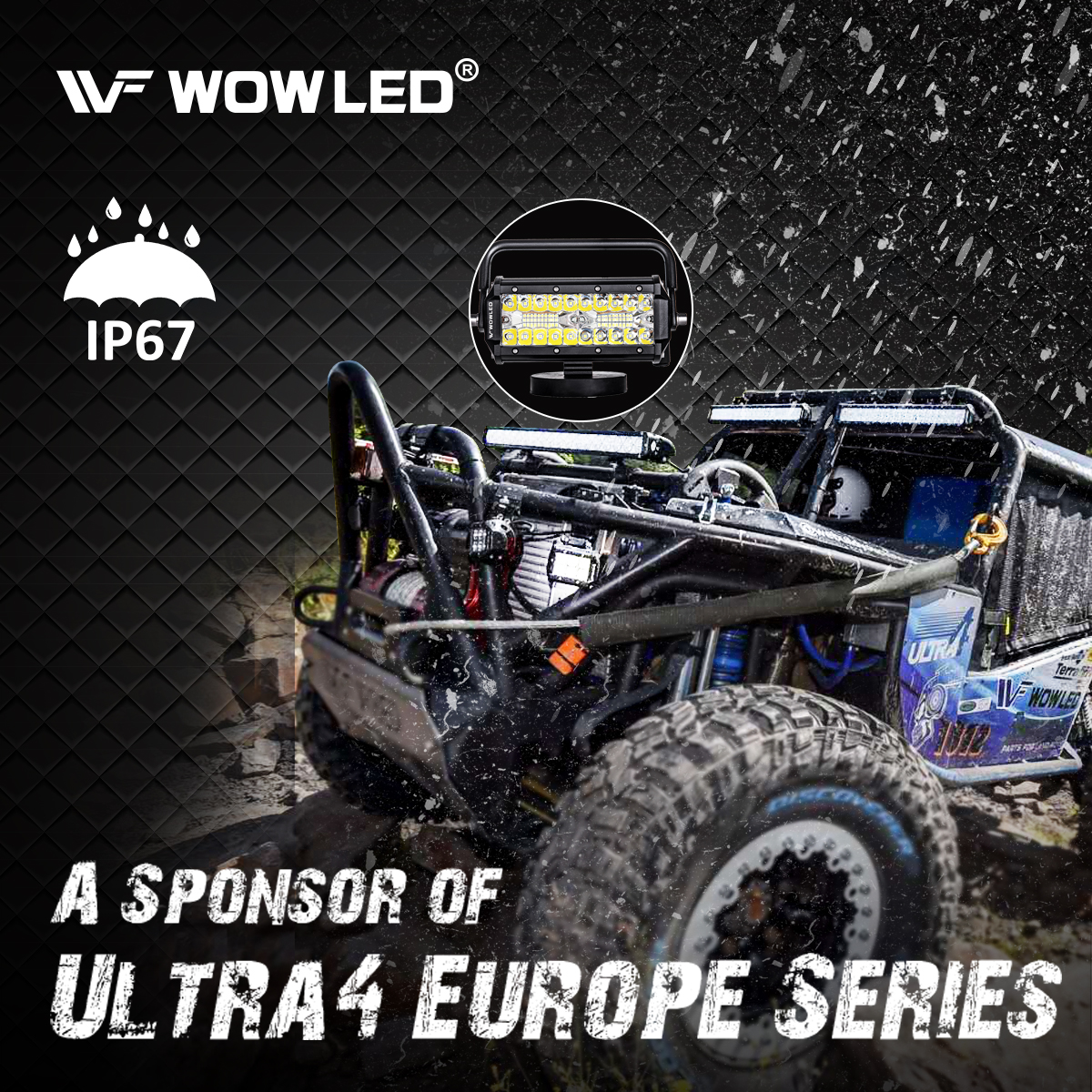 WOWLED Magnetic LED Work Light Bar, 48W LED Combo Beam Light Pod with Magnetic Base Mount, Portable LED Light Flood and Spot for Camping Car SUV Boat Bar Truck Driving Lamp Fog Lights