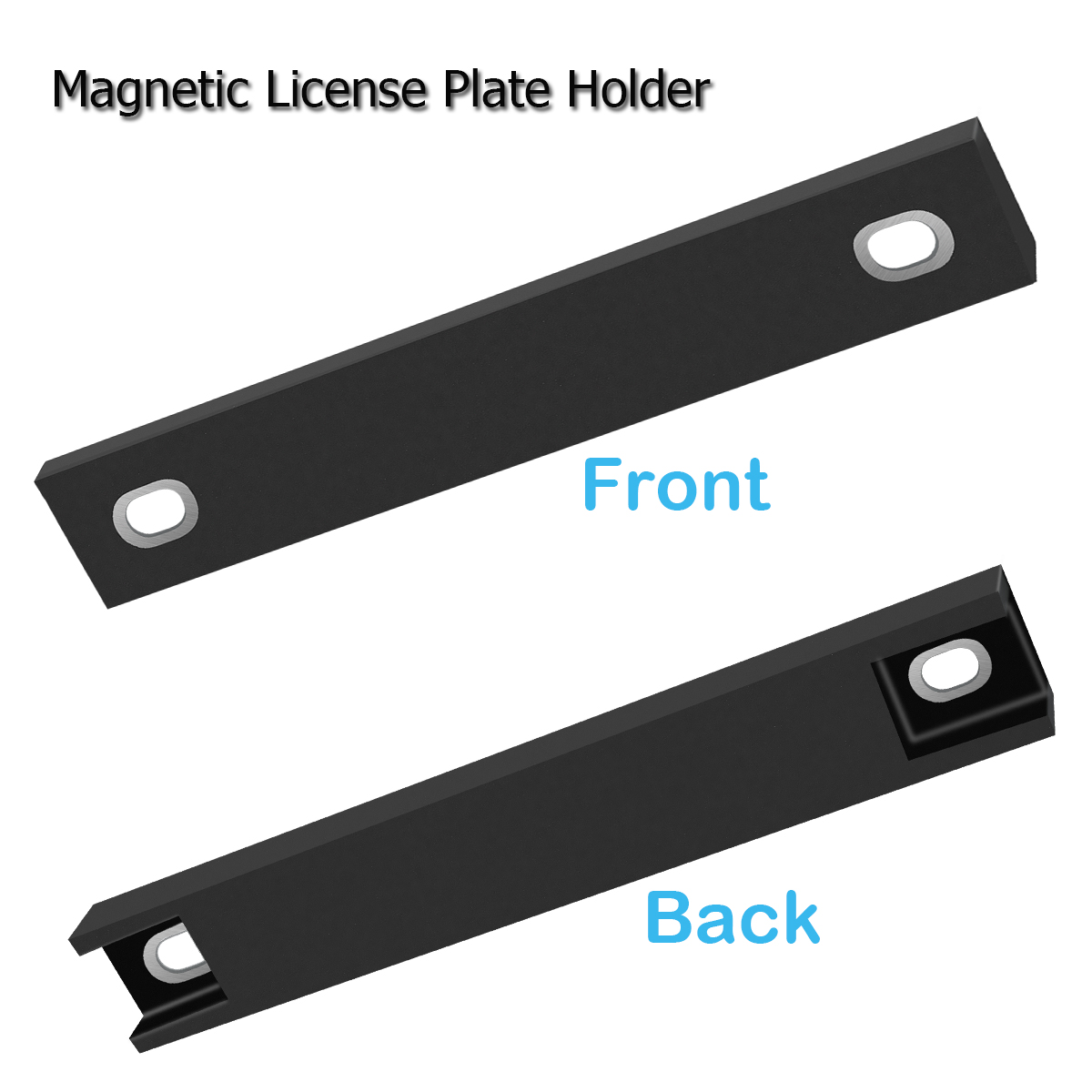 WOWLED 2 Pack Premium Rubber Coated Magnetic License Plate Holder, Magnet Tag, Demo Tag Test Drive, Car Dealer Magnet Bar License Plate Frame with Screws No Scratch for Car Truck (Black)