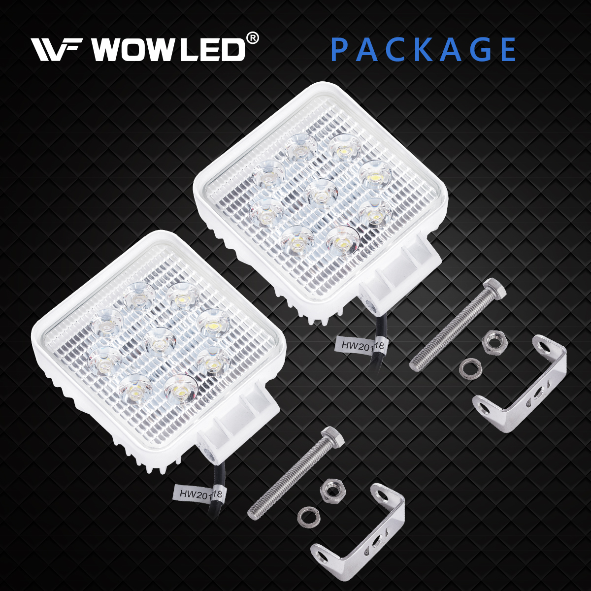 WOWLED Boat Light 2 Pack, LED Marine Spotlights Waterproof, Deck Dock Flood Light Work Light for Boat Accessories Pontoon Fishing Truck SUV Off-road 12V Square White