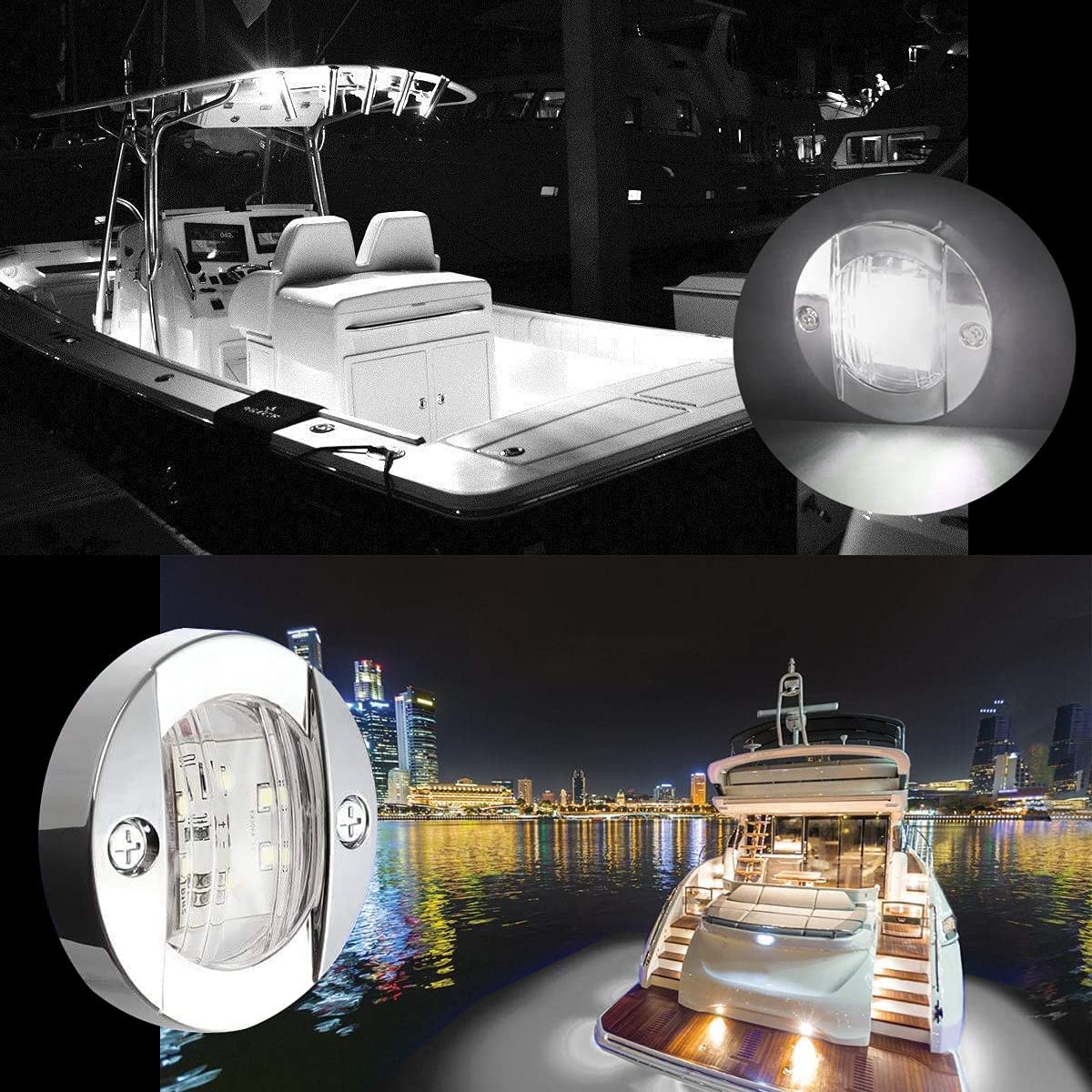  UCINNOVATE 8Pcs Marine Boat LED Lights, 12V Waterproof Navigation Boat lights, Boat Stern Light, Boat Interior Lights, Boat Transom Light for Yacht, Fishing, Pontoon Boat, Sailboat, Kayak, (White) 