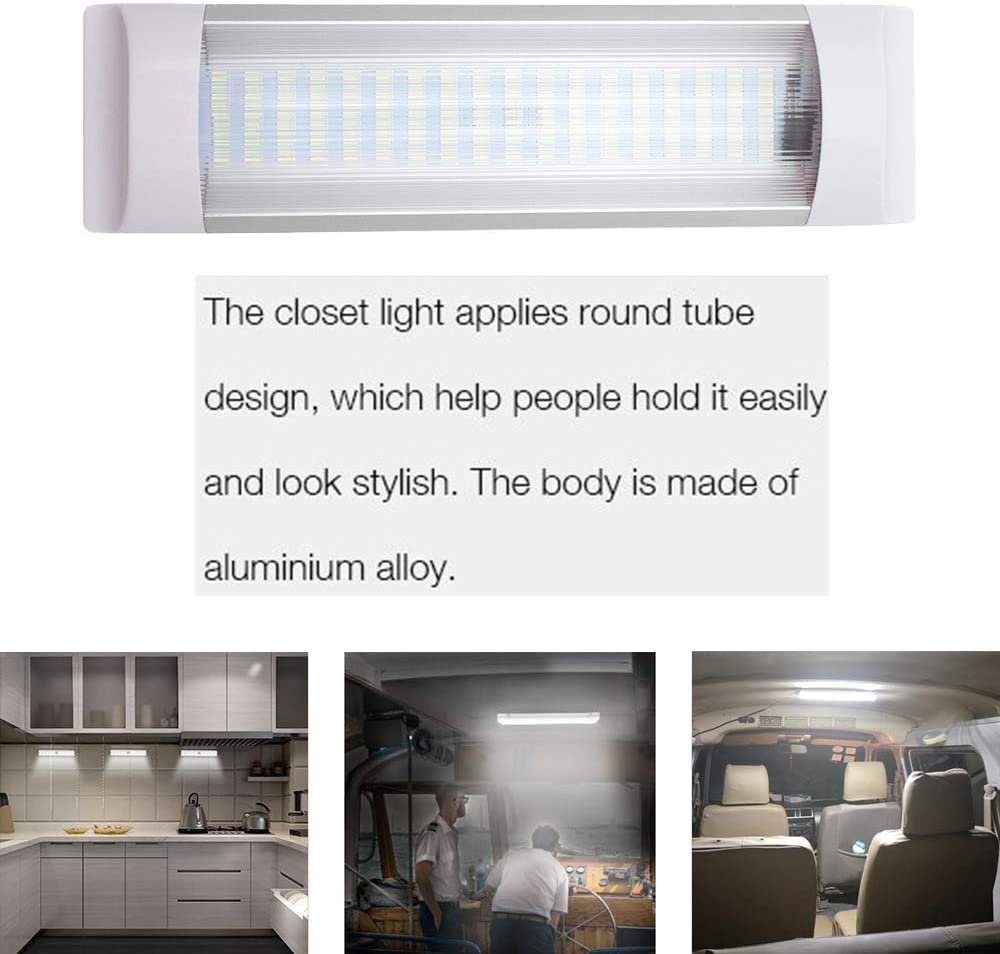 WOWLED 12V 72LED Interior Lights, 4W LED RV Ceiling Roof Lights Bar Lamp with On/Off Switch, LED Interior Lighting for Car Camper Van Bus Caravan Camp Boat Dome Light Motorhome Kitchen