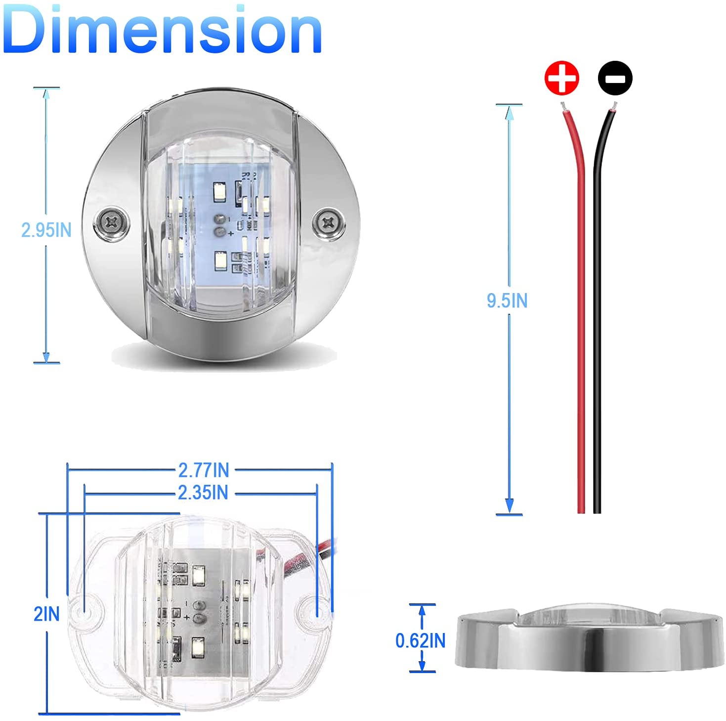  UCINNOVATE 8Pcs Marine Boat LED Lights, Boat Stern Light, Courtesy Lights, Boat Interior Lights, Boat Transom Light for Yacht, Fishing, Pontoon Boat, Sailboat, Kayak, 12V Waterproof (Blue) 