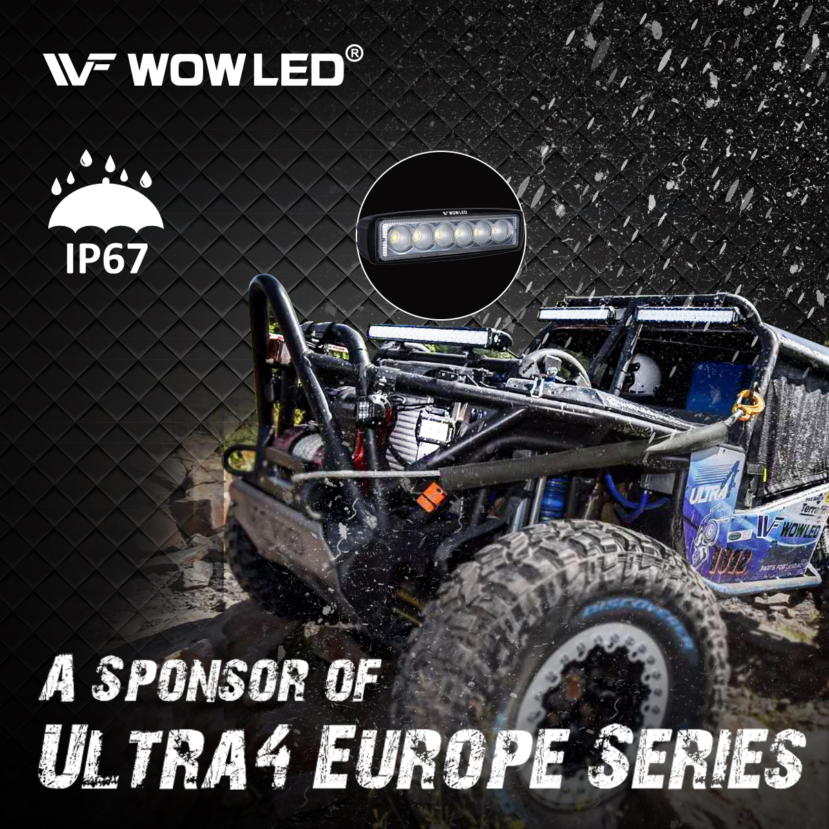 WOWLED 2 Pcs 18W LED Flood Lamp Work Driving Light Bar for SUV ATV Boat Truck 4x4 Marine Boat Camping Light