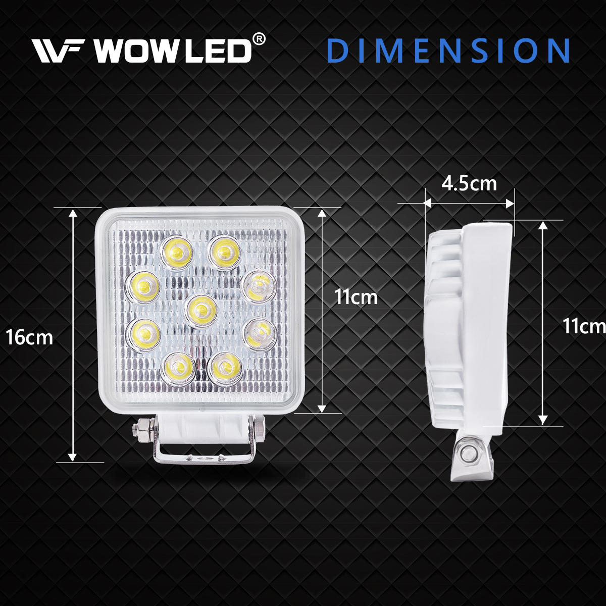 WOWLED Boat Light 2 Pack, LED Marine Spotlights Waterproof, Deck Dock Flood Light Work Light for Boat Accessories Pontoon Fishing Truck SUV Off-road 12V Square White